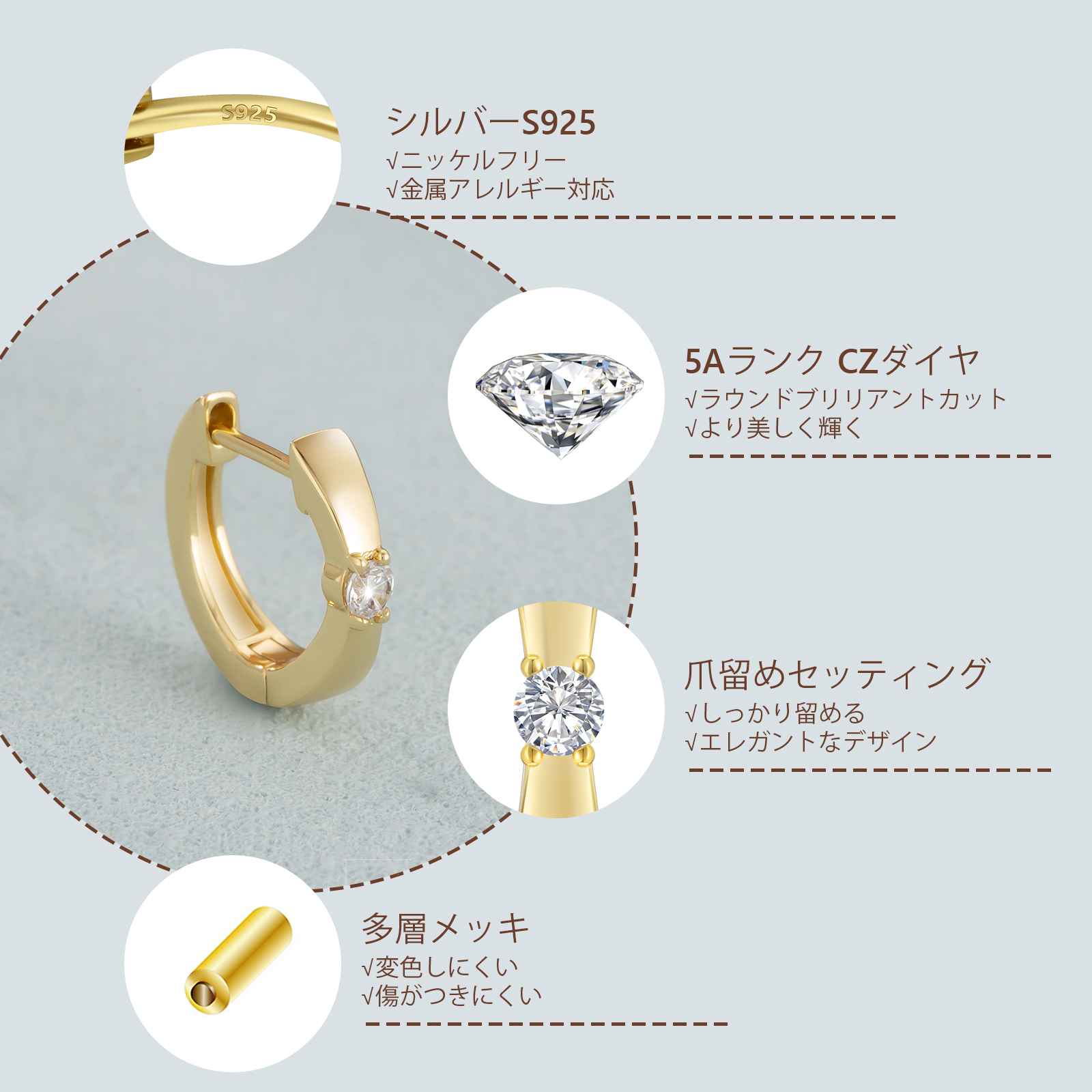 シルバー925フープピアスレディース KRKC