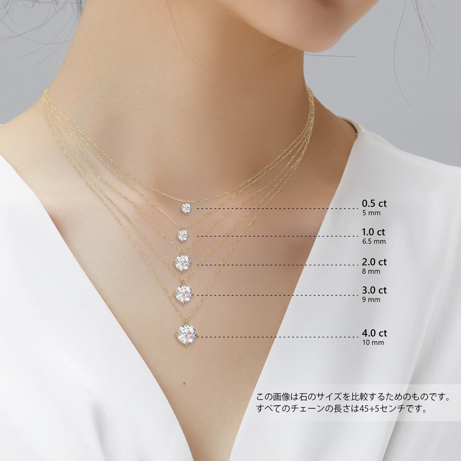 0.5~4.0カラット モアサナイト ペンダント ネックレス 0.5~4.0カラット モアサナイト ペンダント ネックレス