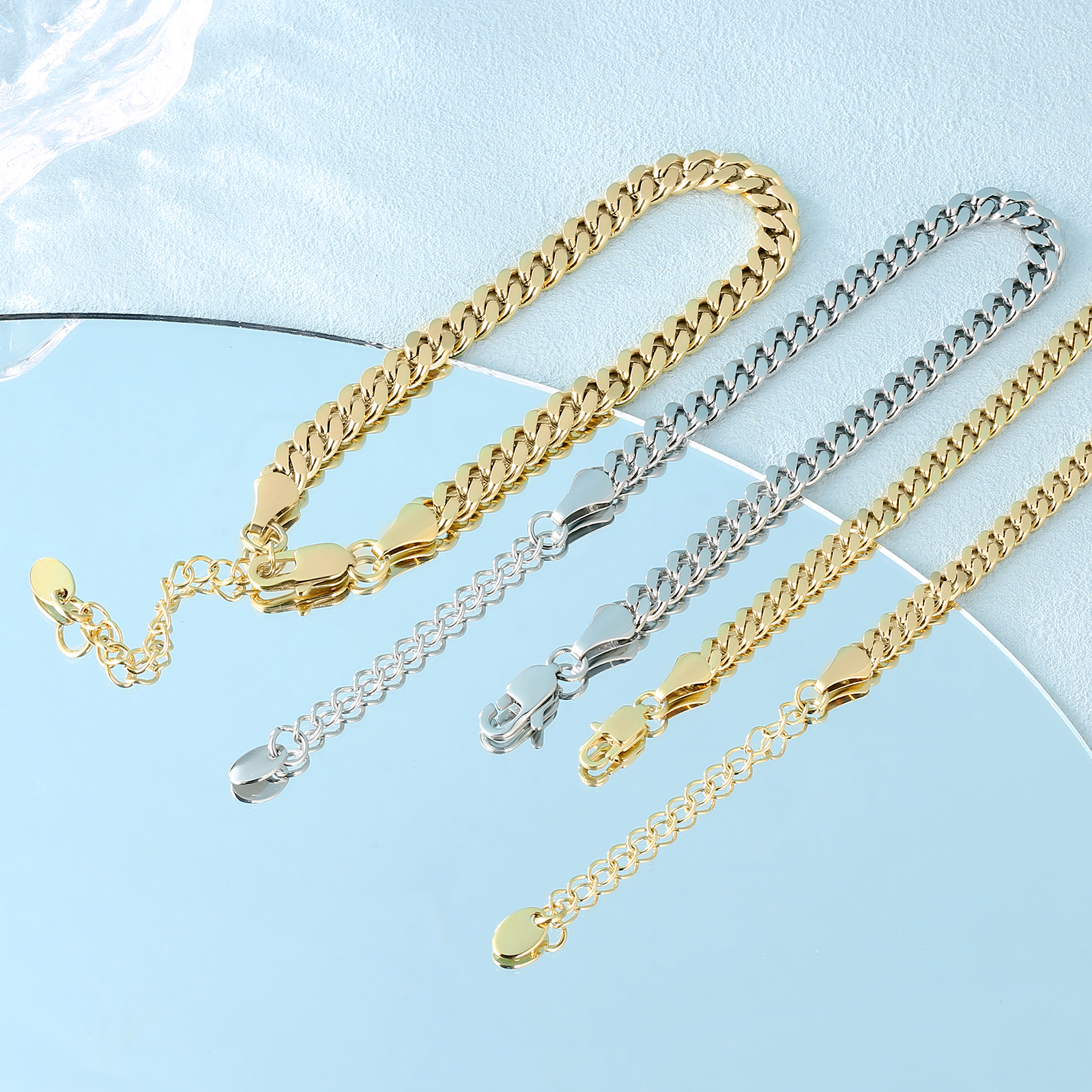 【NEW】14k マイアミ 2面 喜平 アンクレット男女兼用 KRKC