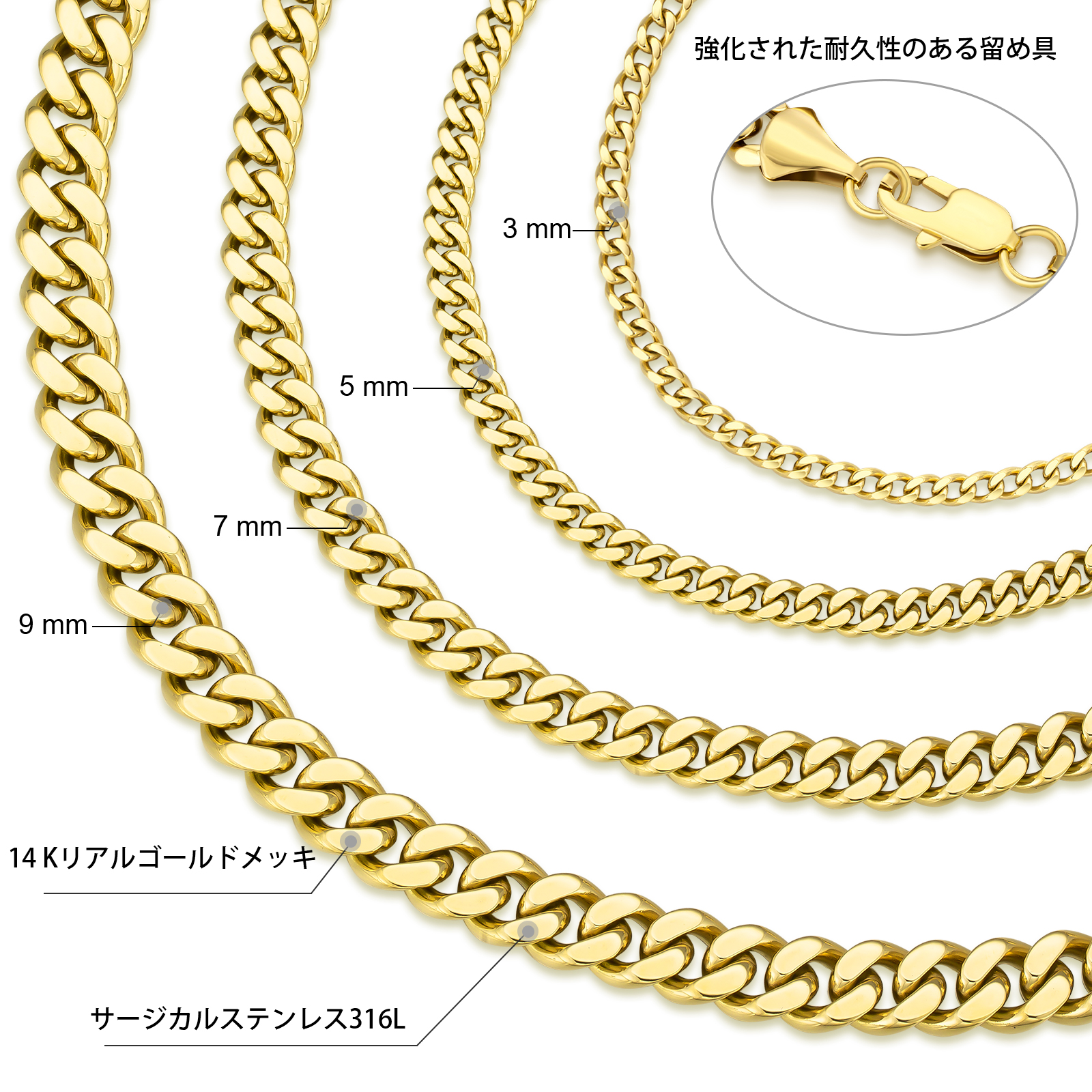 【NEW】14k マイアミ 2面 喜平 ブレスレット 幅3mm KRKC