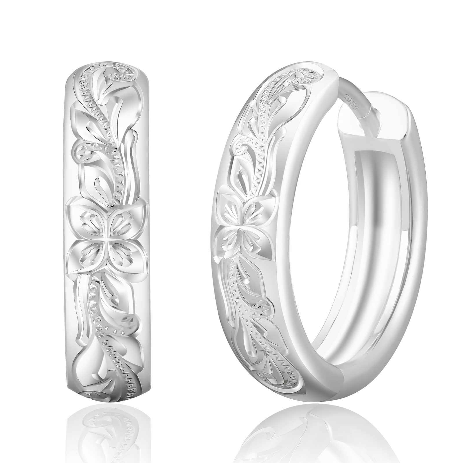 KRKC ハワイアンジュエリーフープピアス　シルバー925 　男女兼用　 