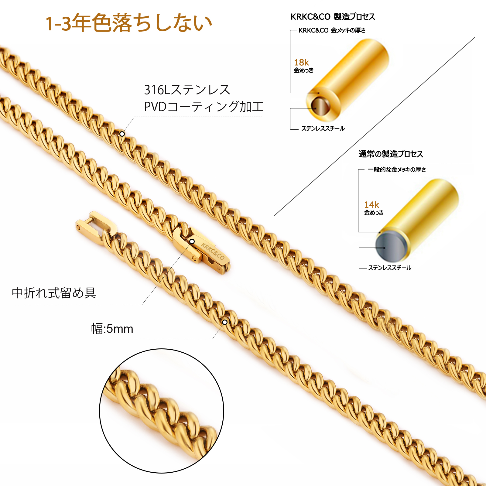 5mm マイアミ 喜平 ネックレス KRKC