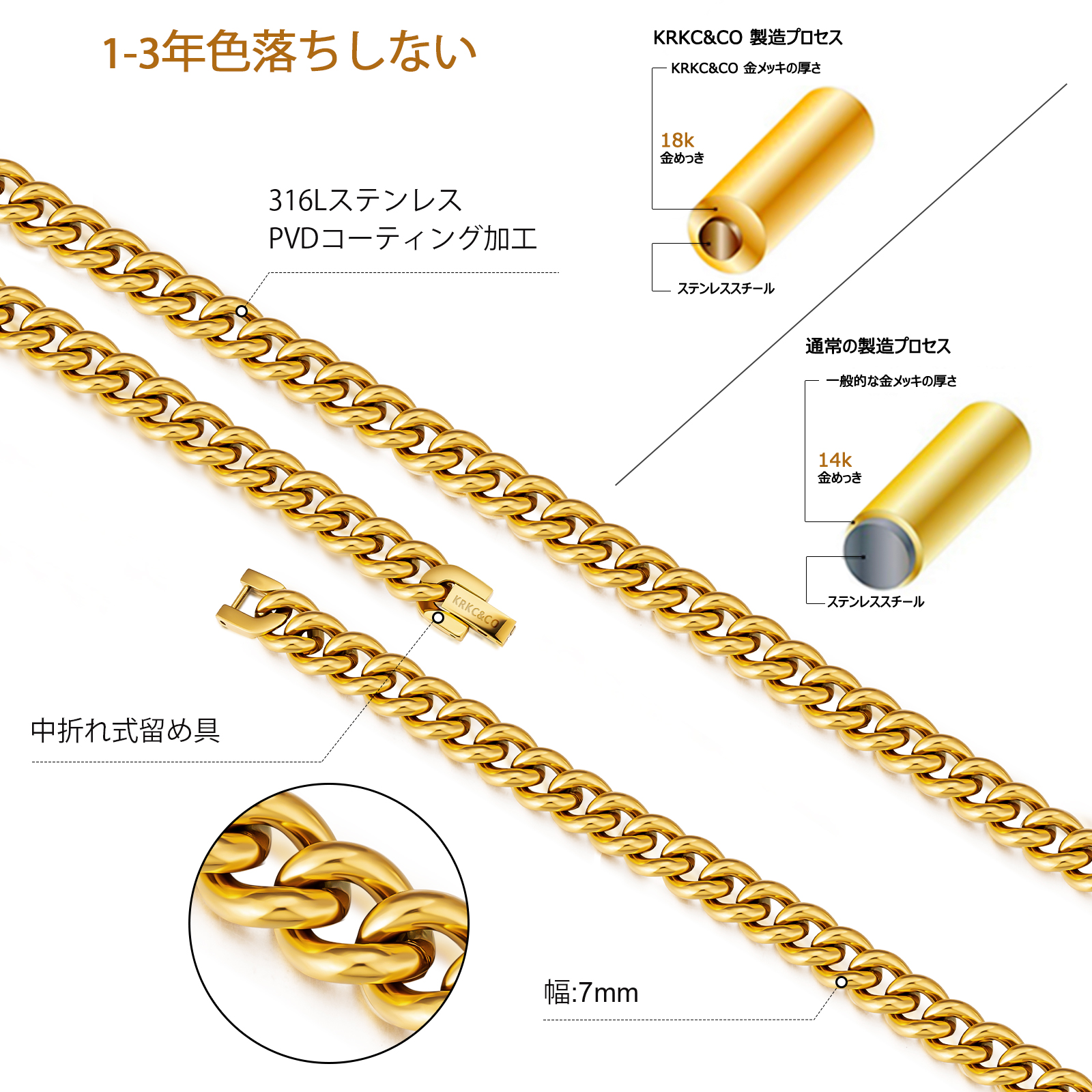 7mm マイアミ 喜平 ネックレス KRKC