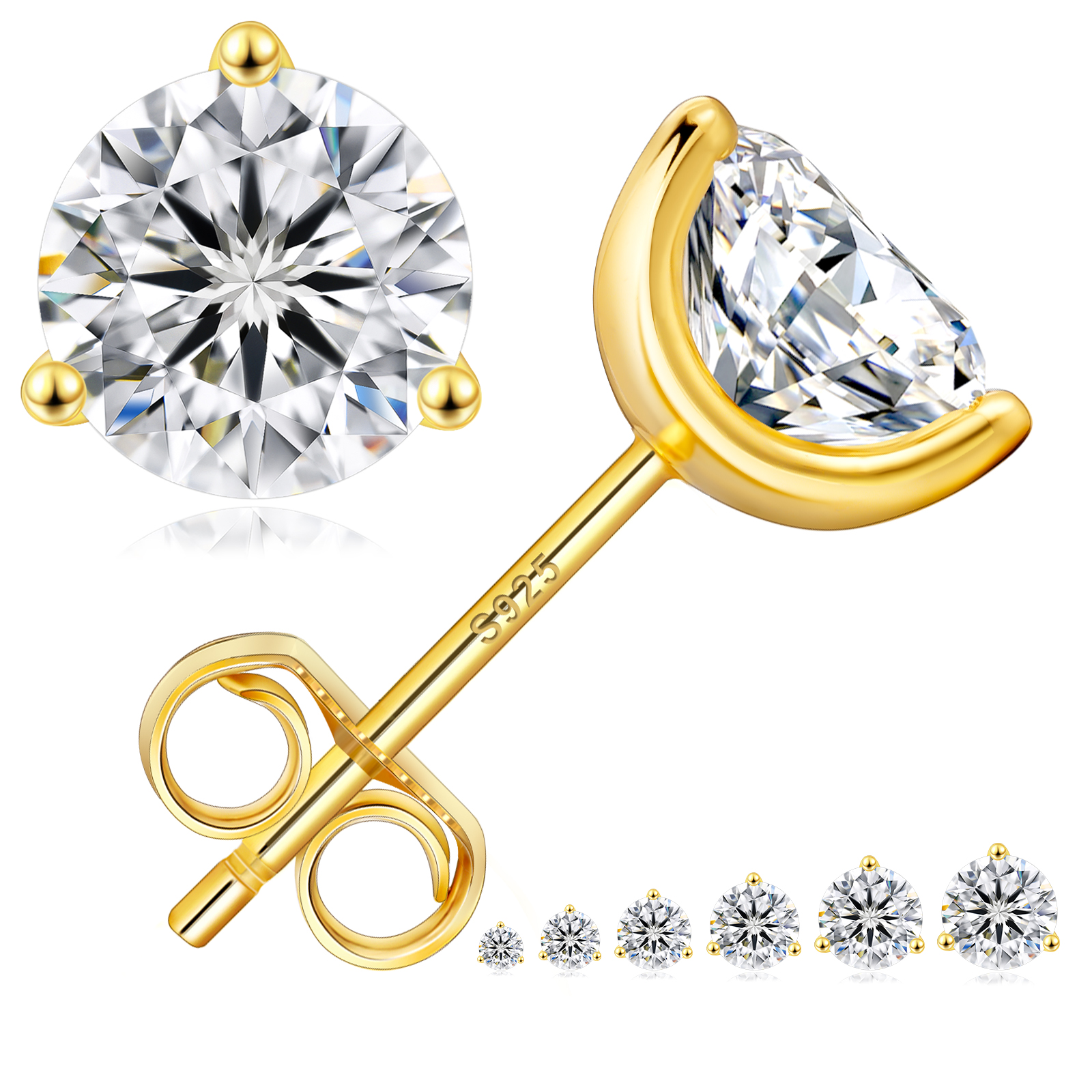 一粒 モアサナイト スタッド ピアス 0.3/0.5/0.6/0.8/1.0/1.5カラット KRKC