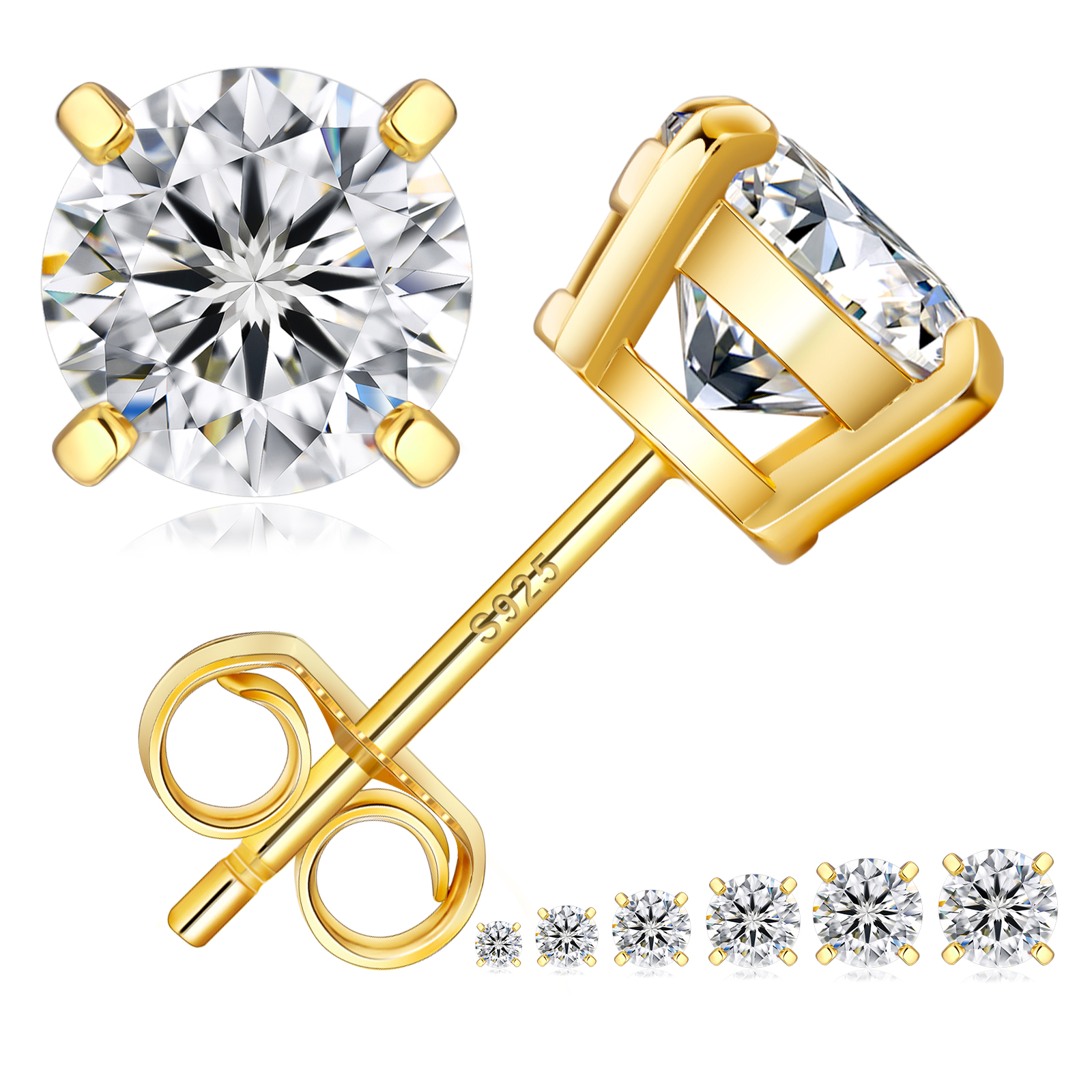 一粒 モアサナイト スタッド ピアス 0.3/0.5/0.6/0.8/1.0/1.5カラット KRKC