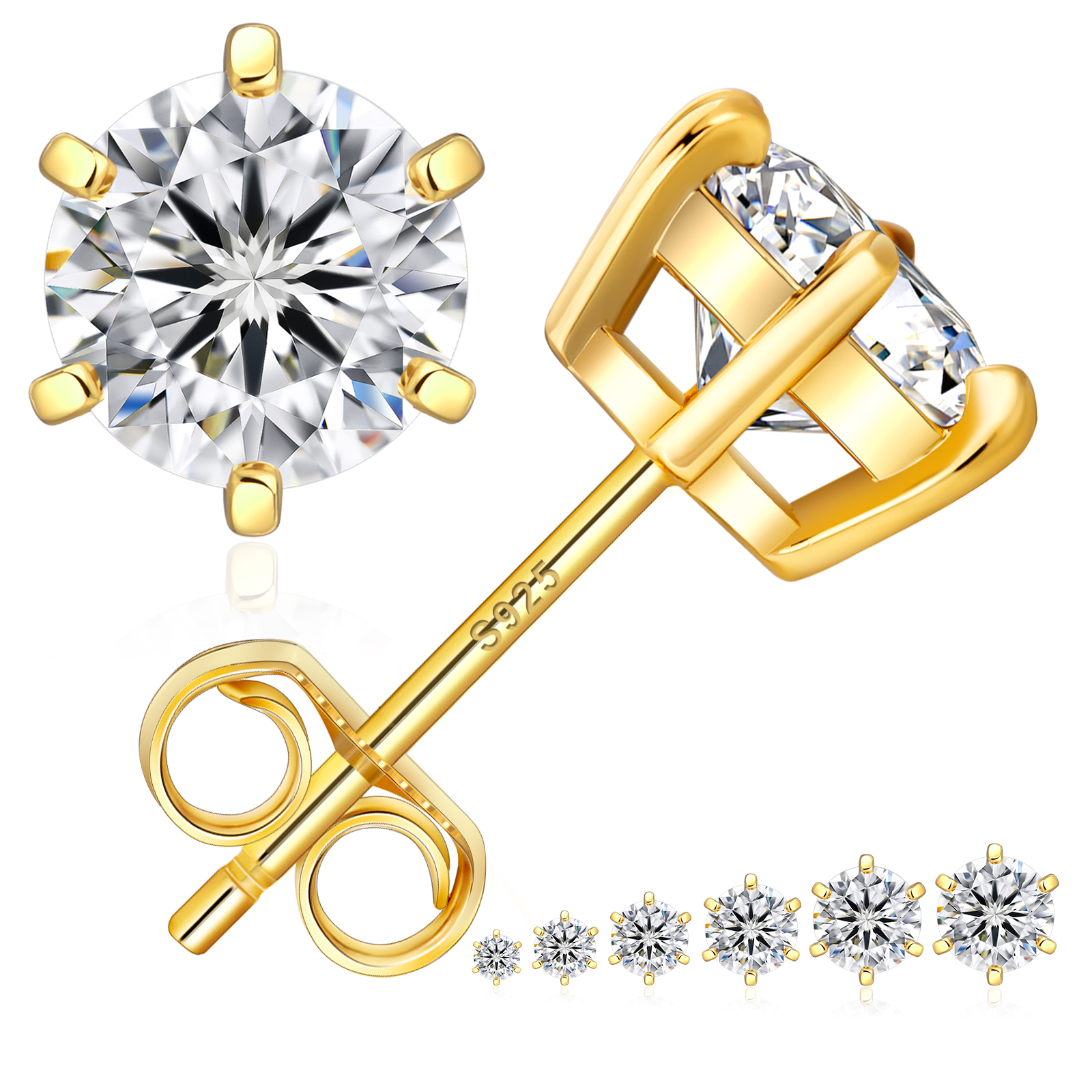 一粒 モアサナイト スタッド ピアス 0.3/0.5/0.6/0.8/1.0/1.5カラット KRKC