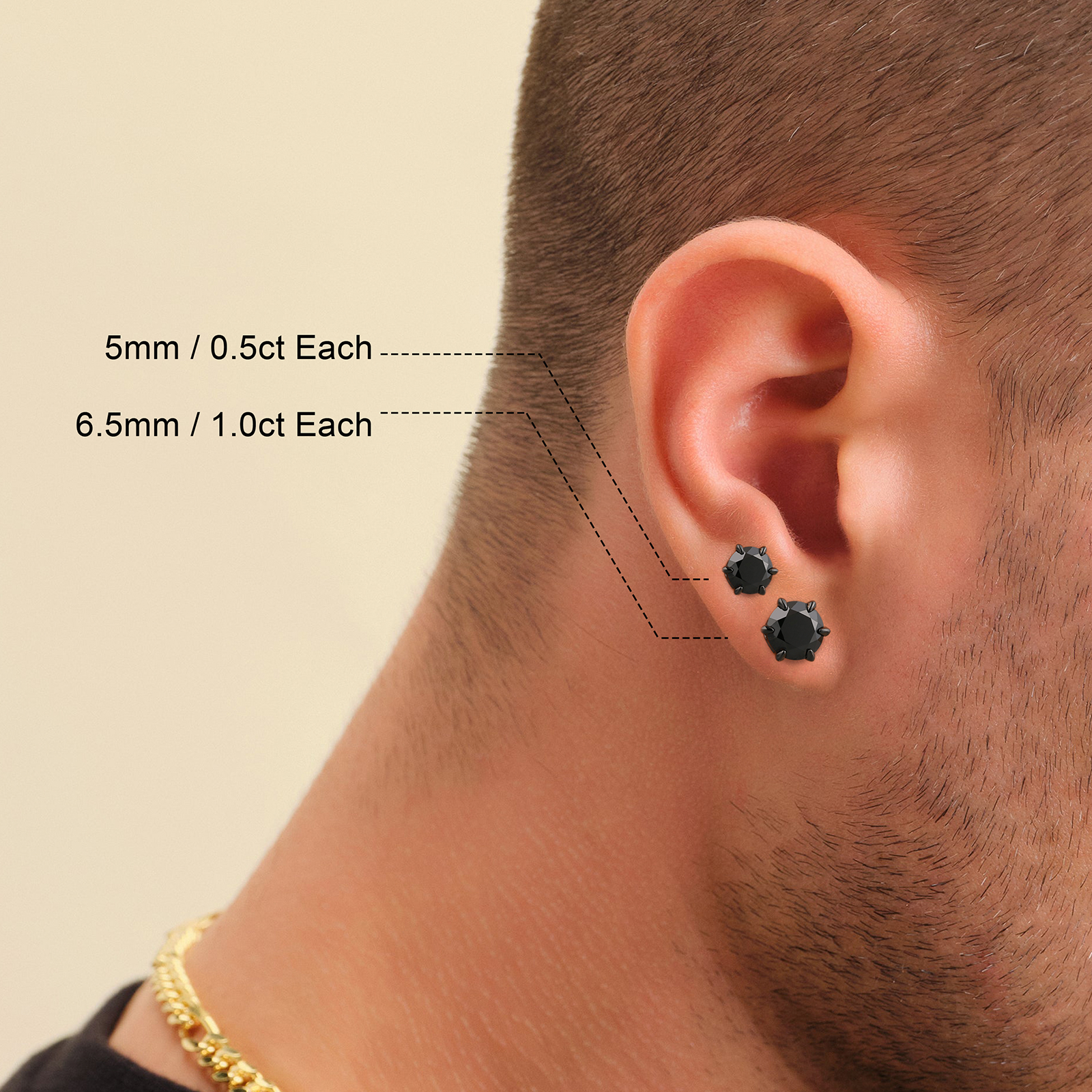 一粒ブラックモアサナイト スタッド ピアス S925 KRKC 0318