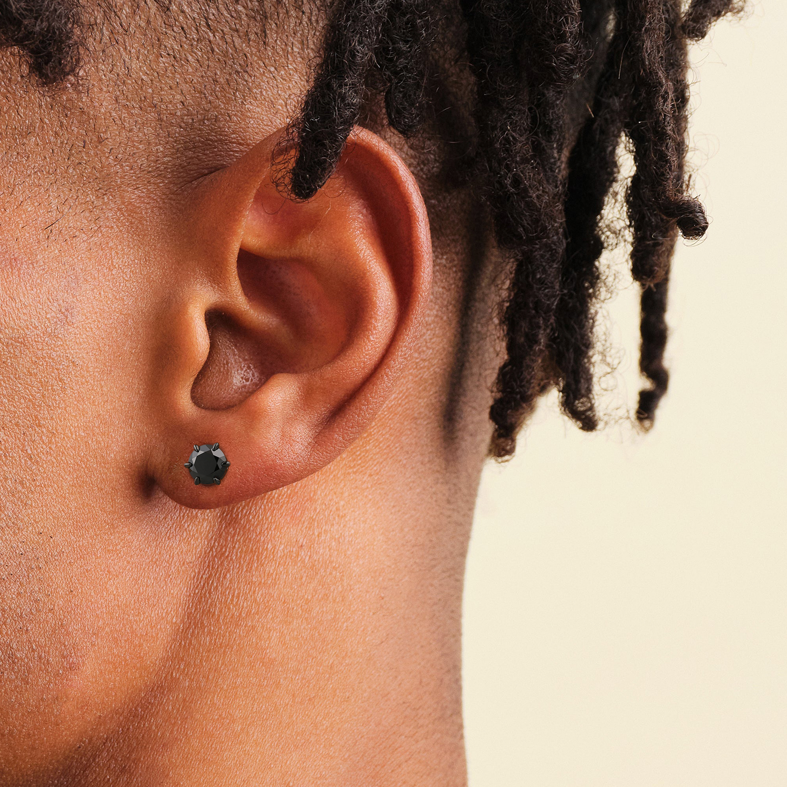 一粒ブラックモアサナイト スタッド ピアス S925 KRKC 0318