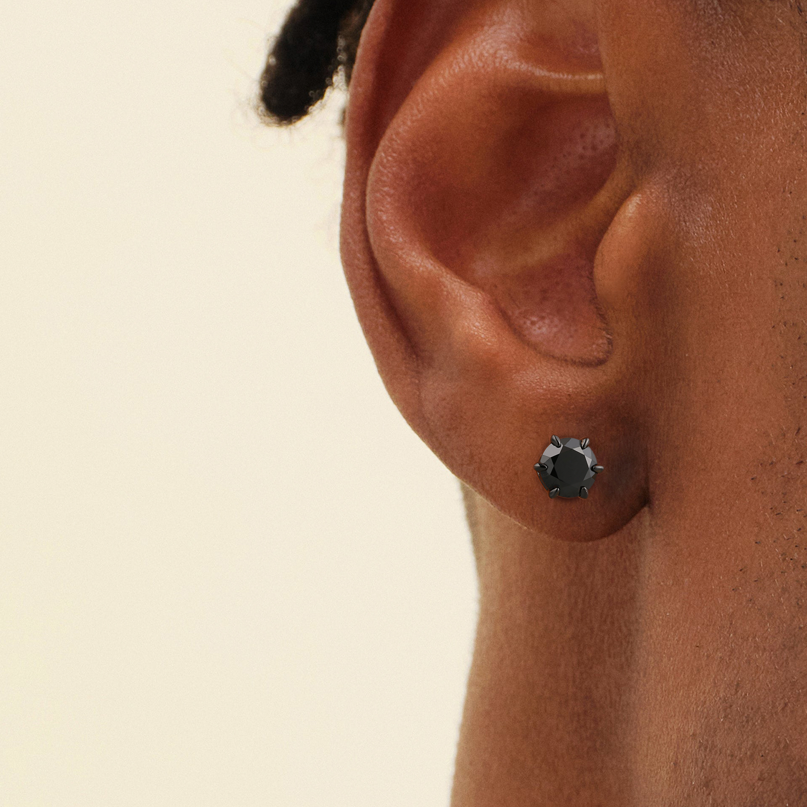 一粒ブラックモアサナイト スタッド ピアス S925 KRKC 0318