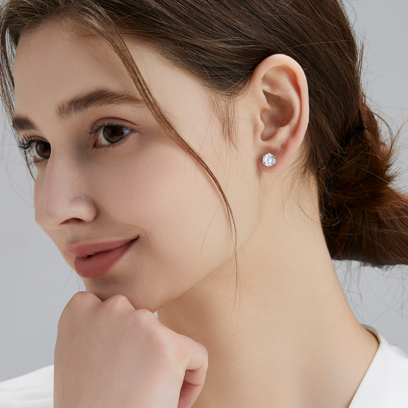 一粒 モアサナイト スタッド ピアス 0.3/0.5/0.6/0.8/1.0/1.5カラット KRKC