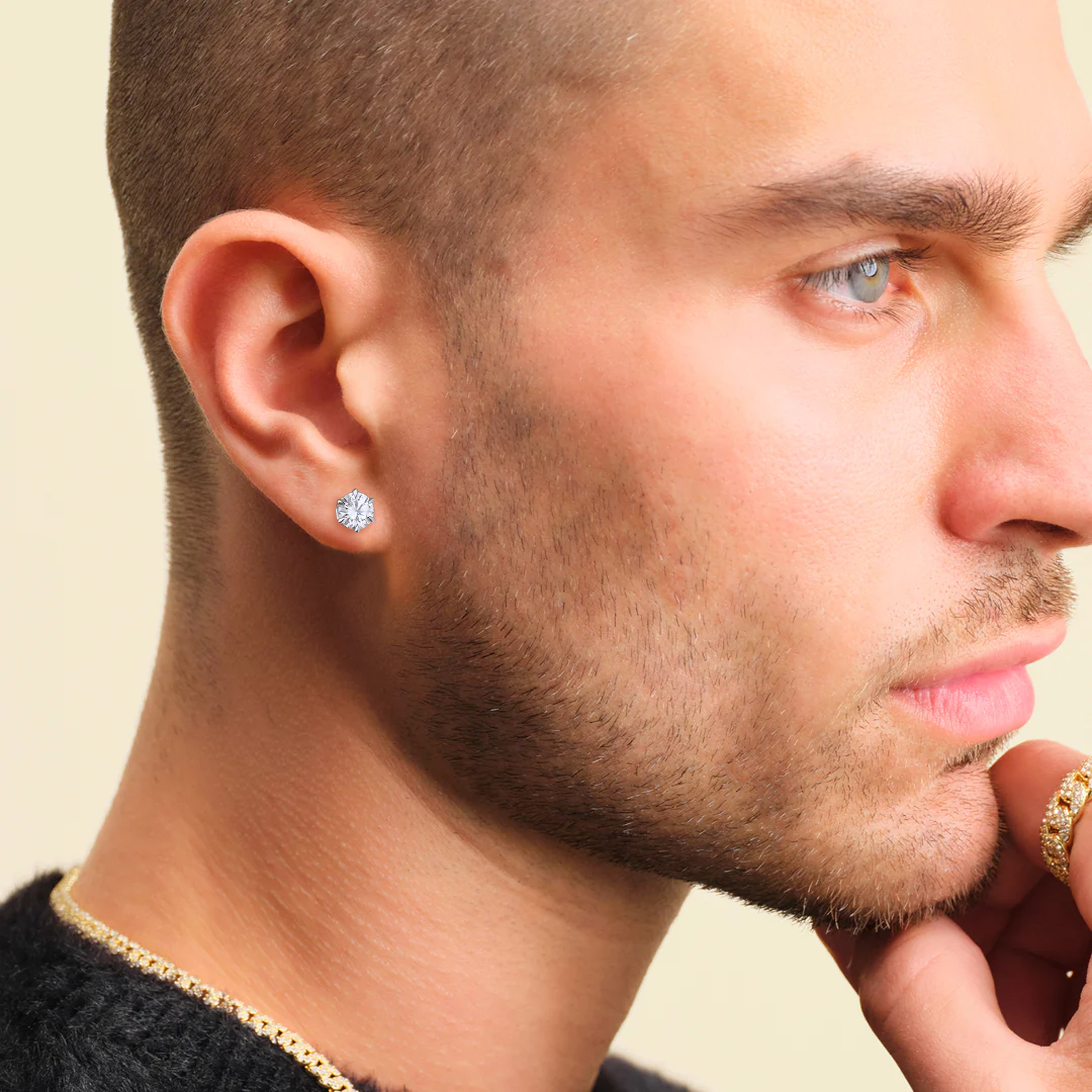 一粒 モアサナイト スタッド ピアス 0.3/0.5/0.6/0.8/1.0/1.5カラット KRKC