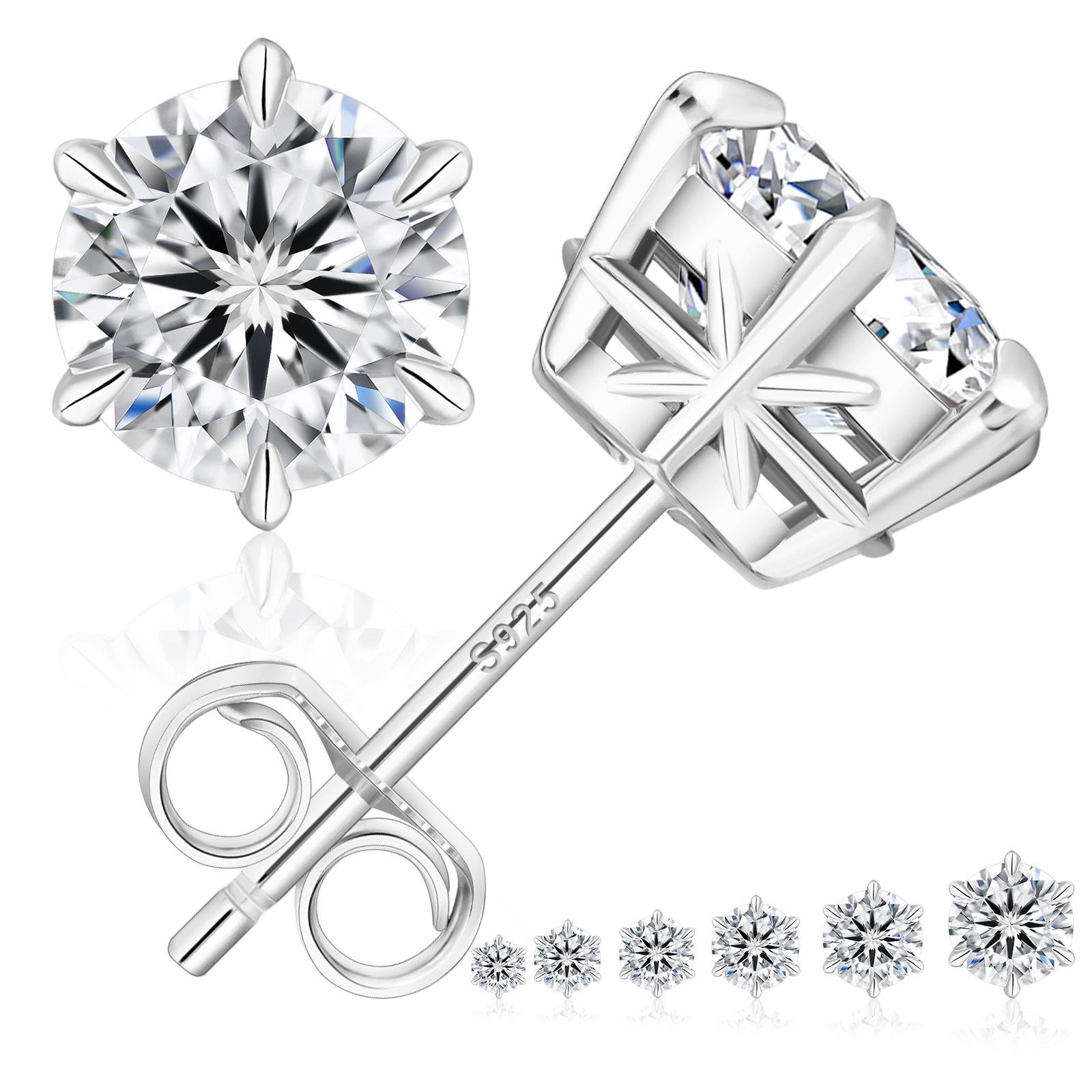 一粒 モアサナイト スタッド ピアス 0.3/0.5/0.6/0.8/1.0/1.5カラット KRKC