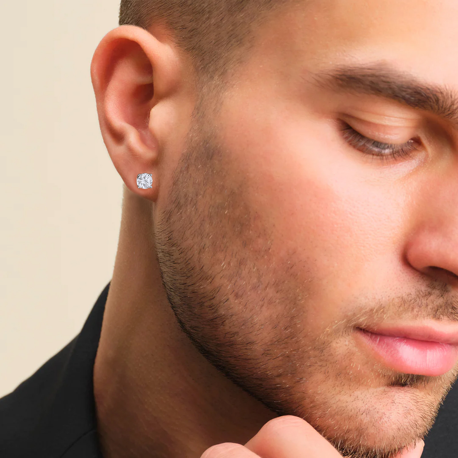 一粒 モアサナイト スタッド ピアス 0.3/0.5/0.6/0.8/1.0/1.5カラット KRKC