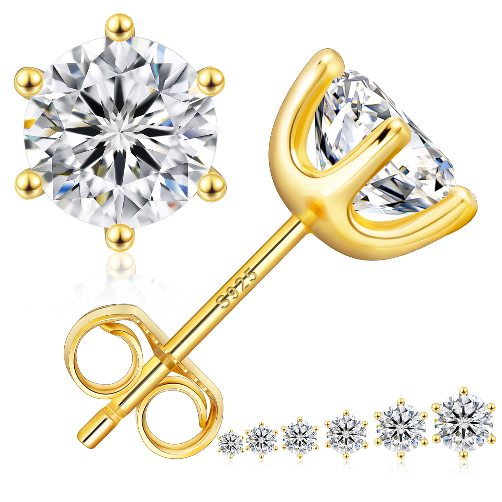 一粒 モアサナイト スタッド ピアス 0.3/0.5/0.6/0.8/1.0/1.5カラット KRKC