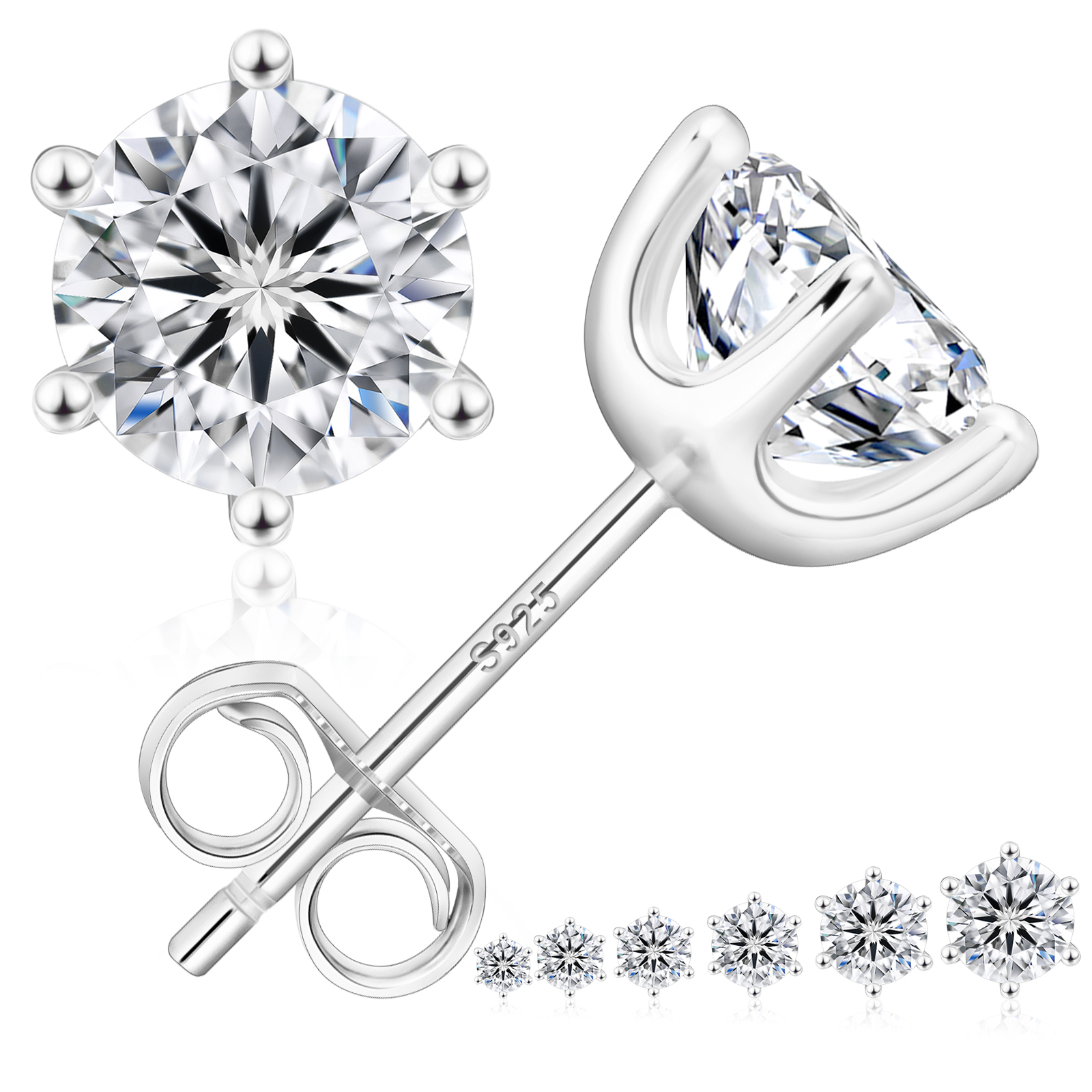 一粒 モアサナイト スタッド ピアス 0.3/0.5/0.6/0.8/1.0/1.5カラット KRKC