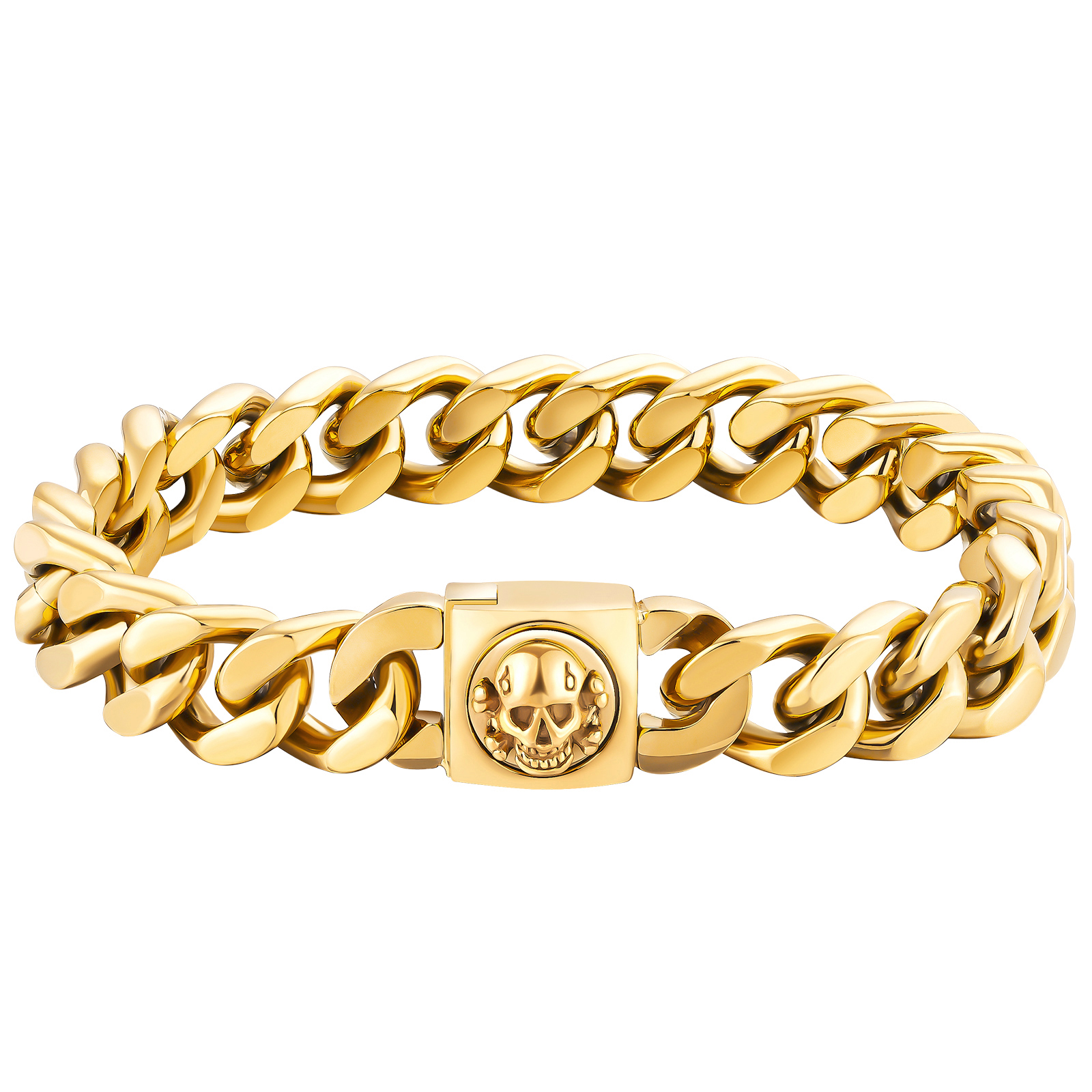 【NEW Skull Button Clasp】4面 喜平 スカルブレスレット 12mm KRKC