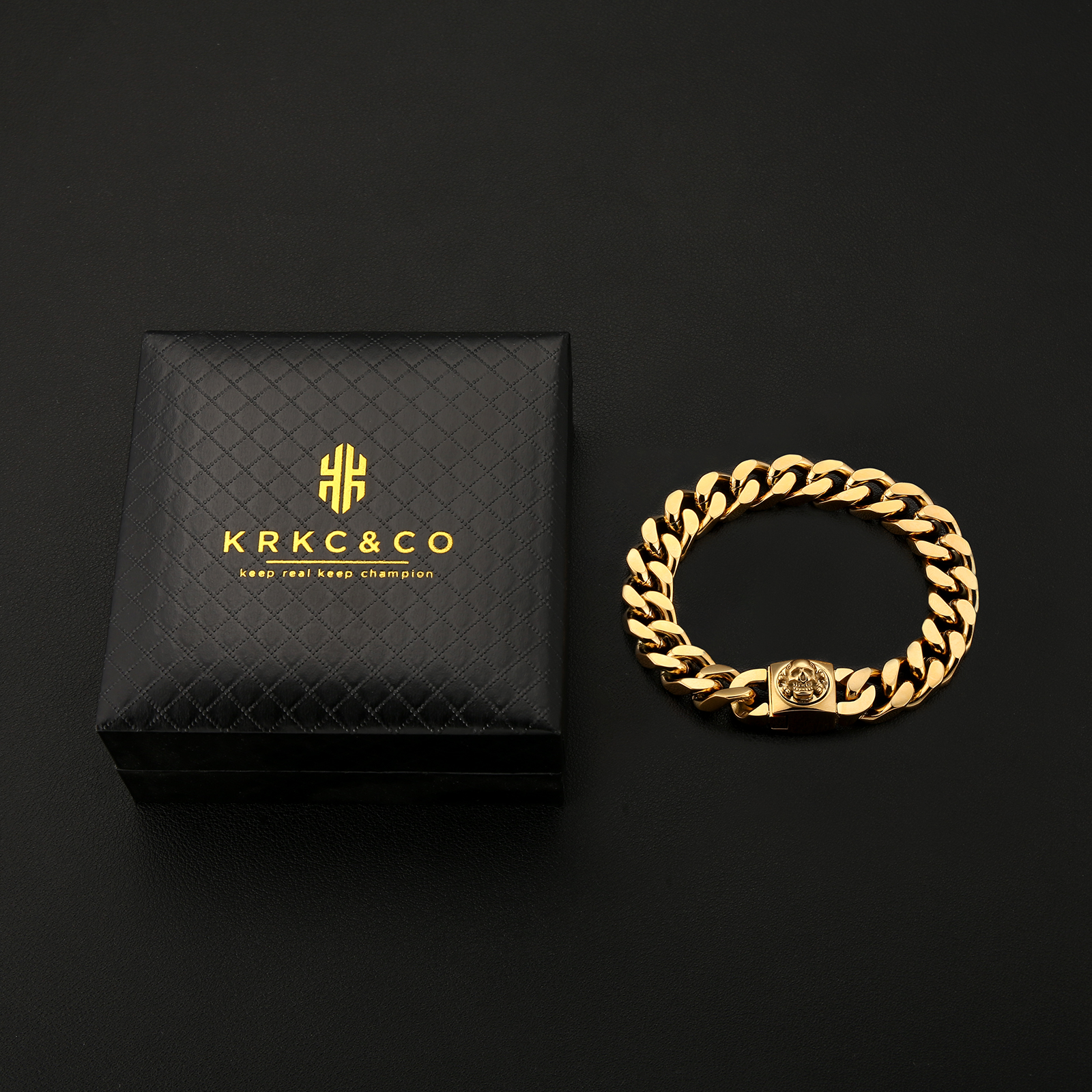 【NEW Skull Button Clasp】4面 喜平 スカルブレスレット 12mm KRKC