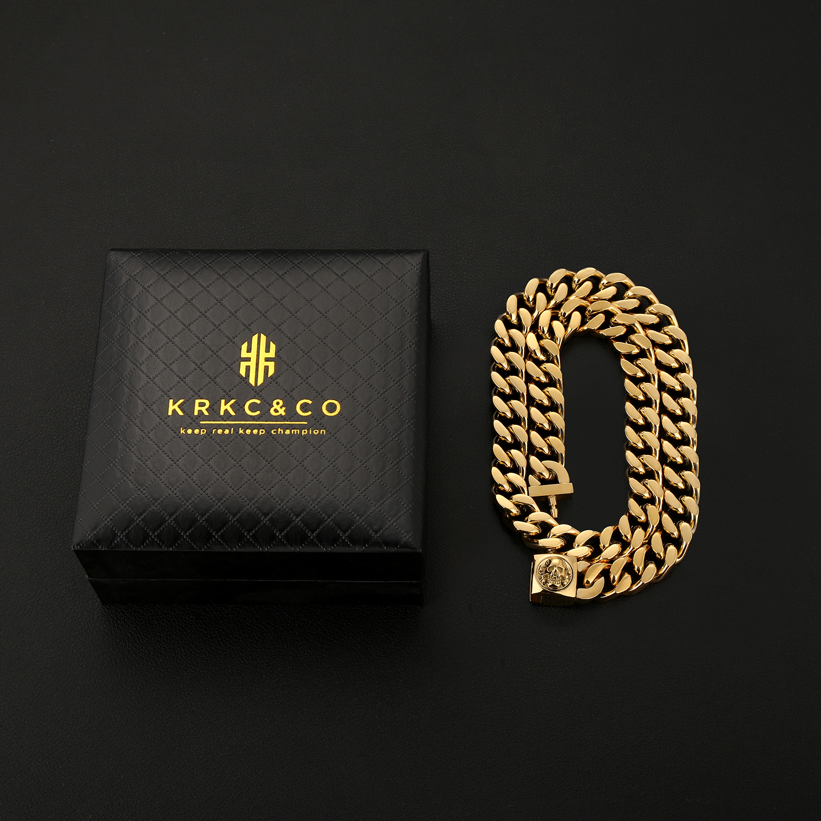 【NEW Skull Button Clasp】4面 喜平 スカルネックレス 12mm KRKC