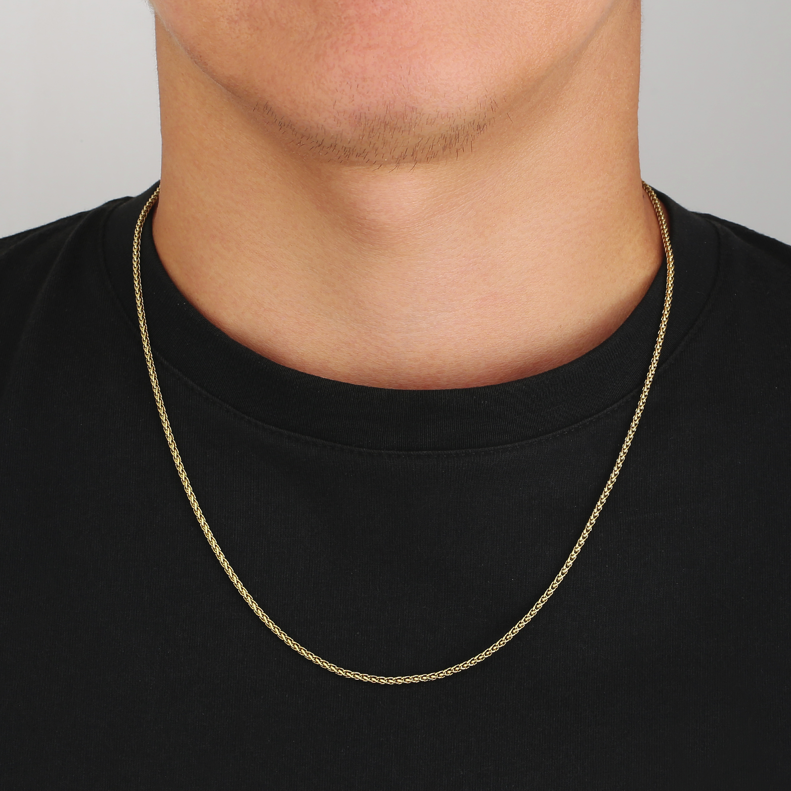 【NEW】幅2mm 高光沢 バスケット織りチェーンネックレス