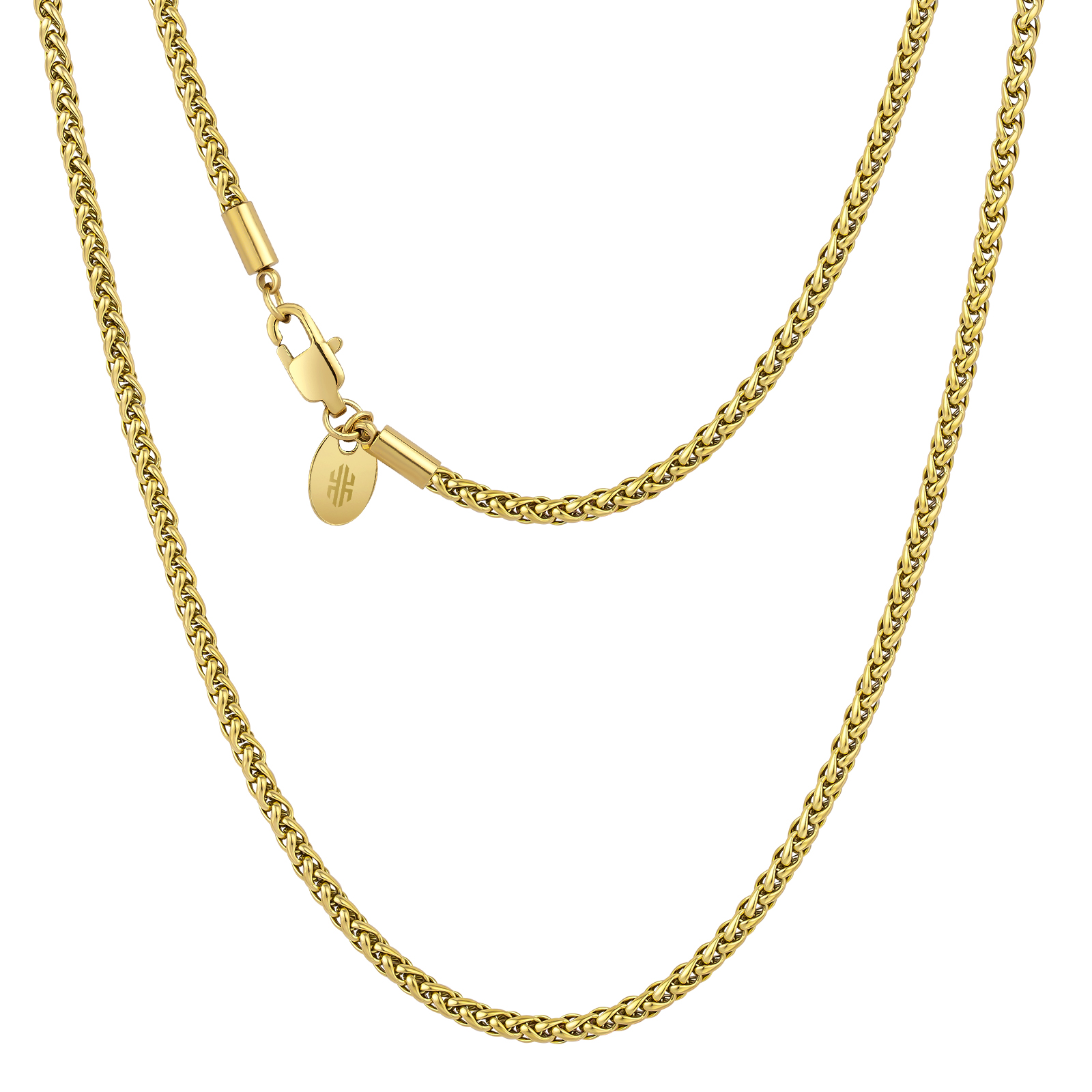 【NEW】幅3mm 高光沢 バスケット織りチェーンネックレス