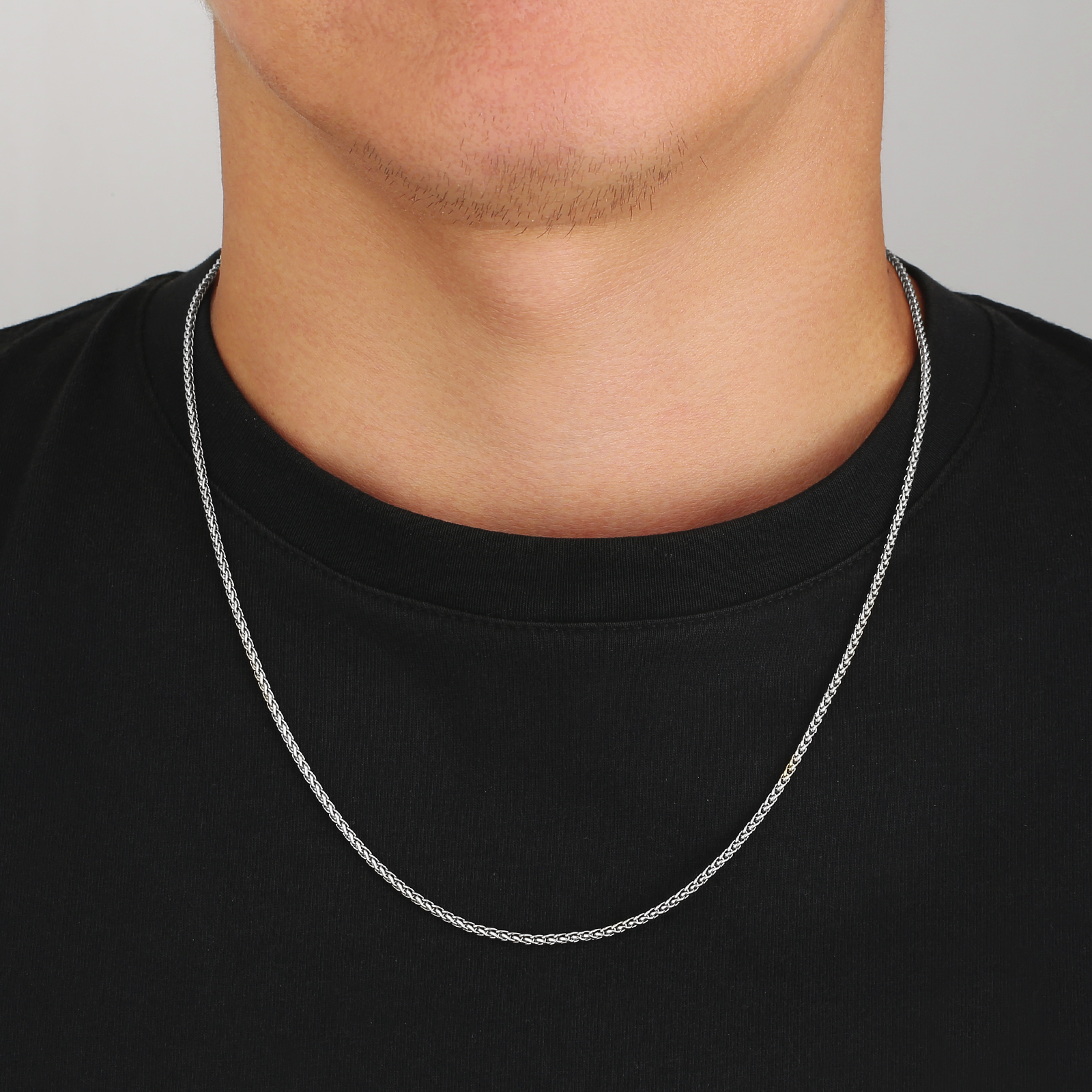 【NEW】幅2mm 高光沢 バスケット織りチェーンネックレス