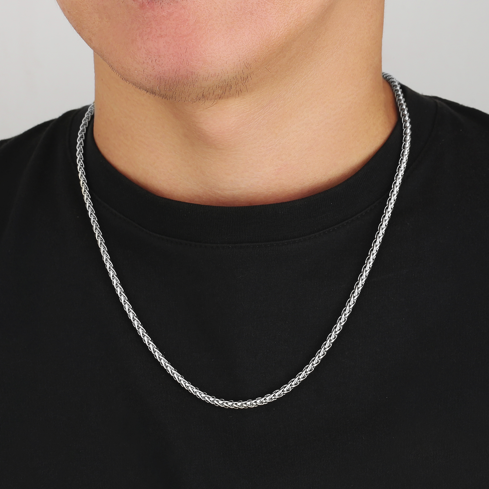 【NEW】幅4mm 高光沢 バスケット織りチェーンネックレス