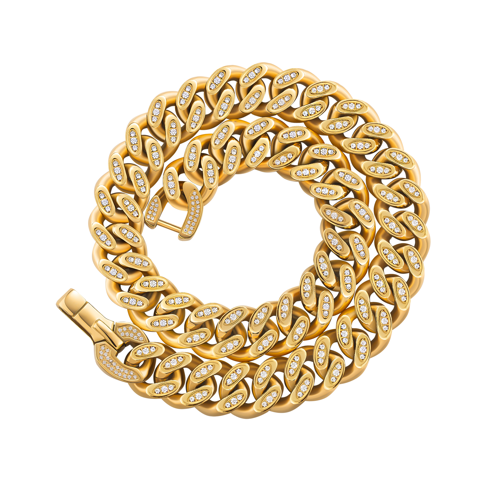 【NEW】12mm CZダイヤ 喜平キューバン ネックレス