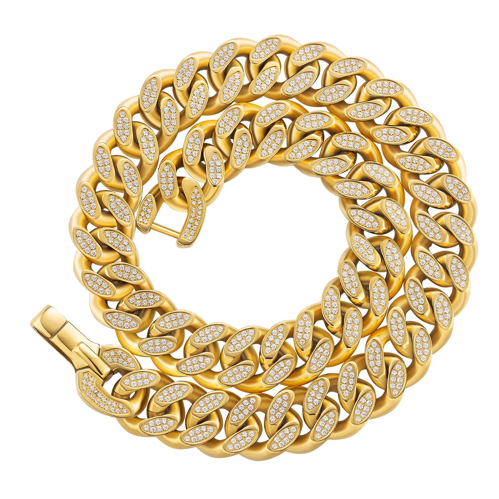 【NEW】18mm CZダイヤ 喜平キューバン ネックレス