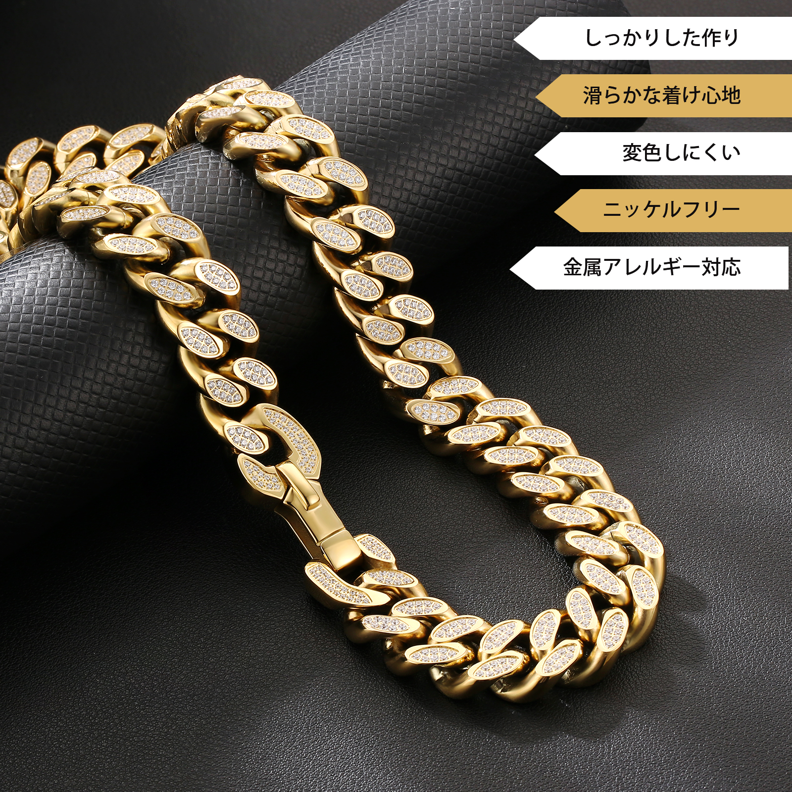 【NEW】18mm CZダイヤ 喜平キューバン ネックレス