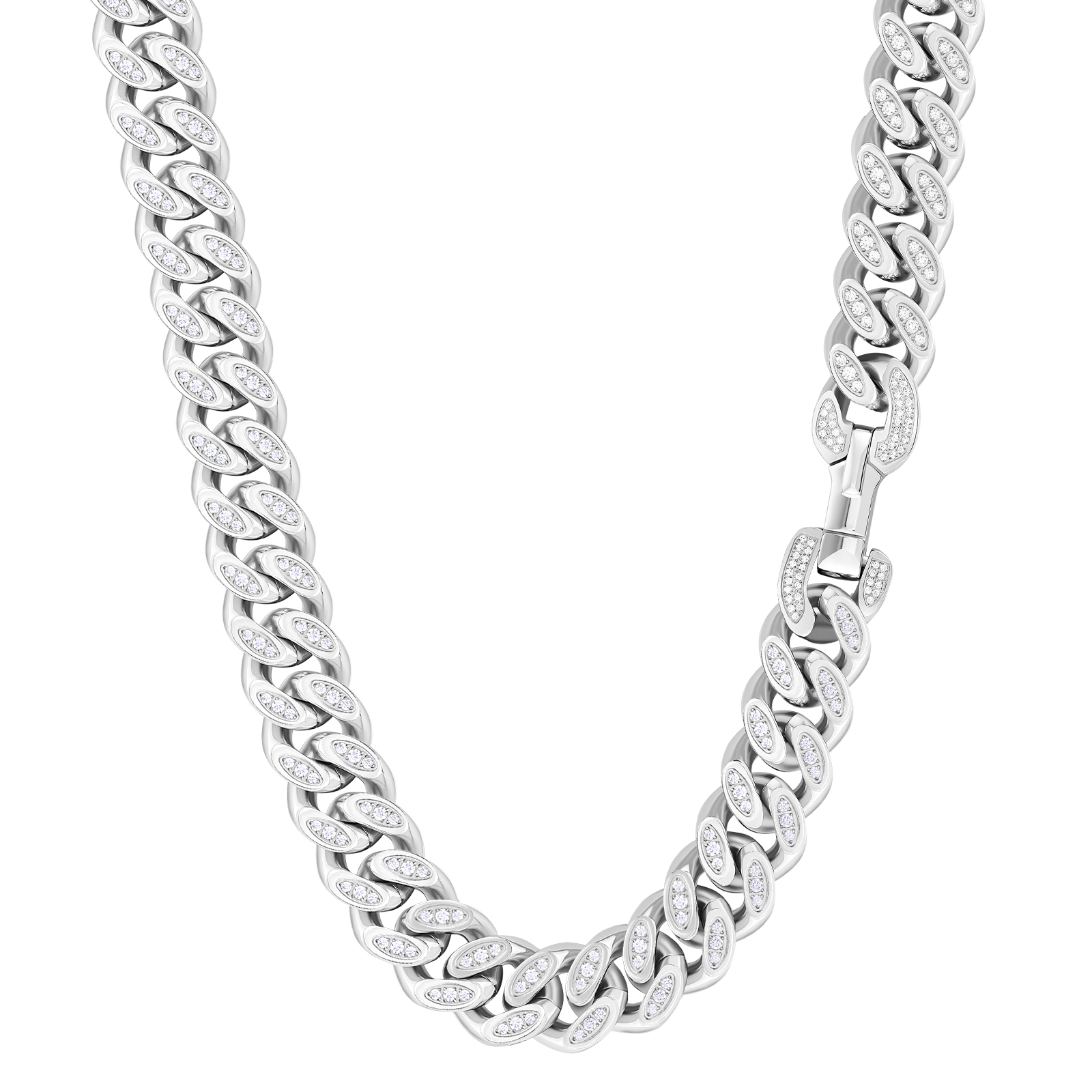 【NEW】12mm CZダイヤ 喜平キューバン ネックレス