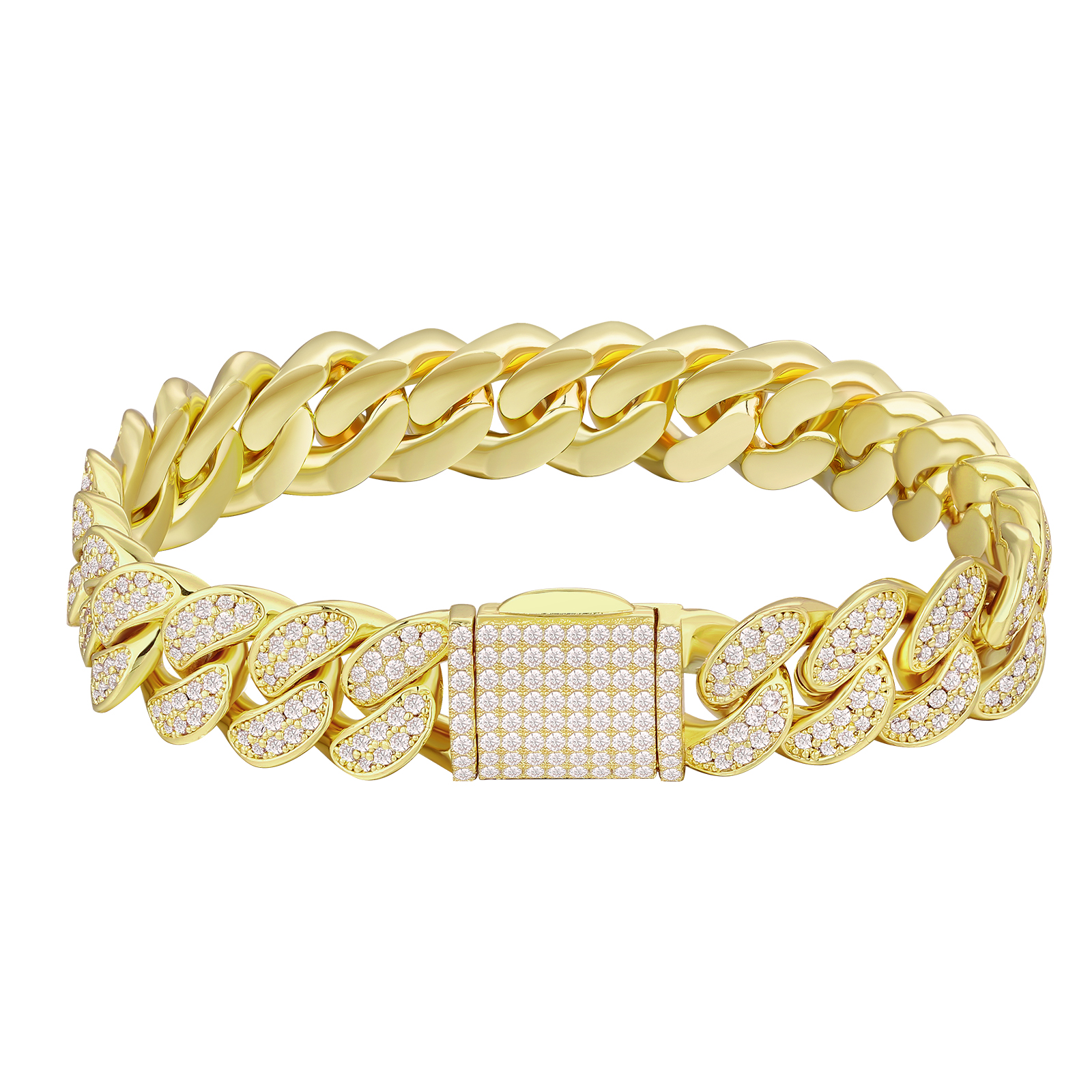 【NEW】12mm CZダイヤ 喜平 キューバンブレスレット