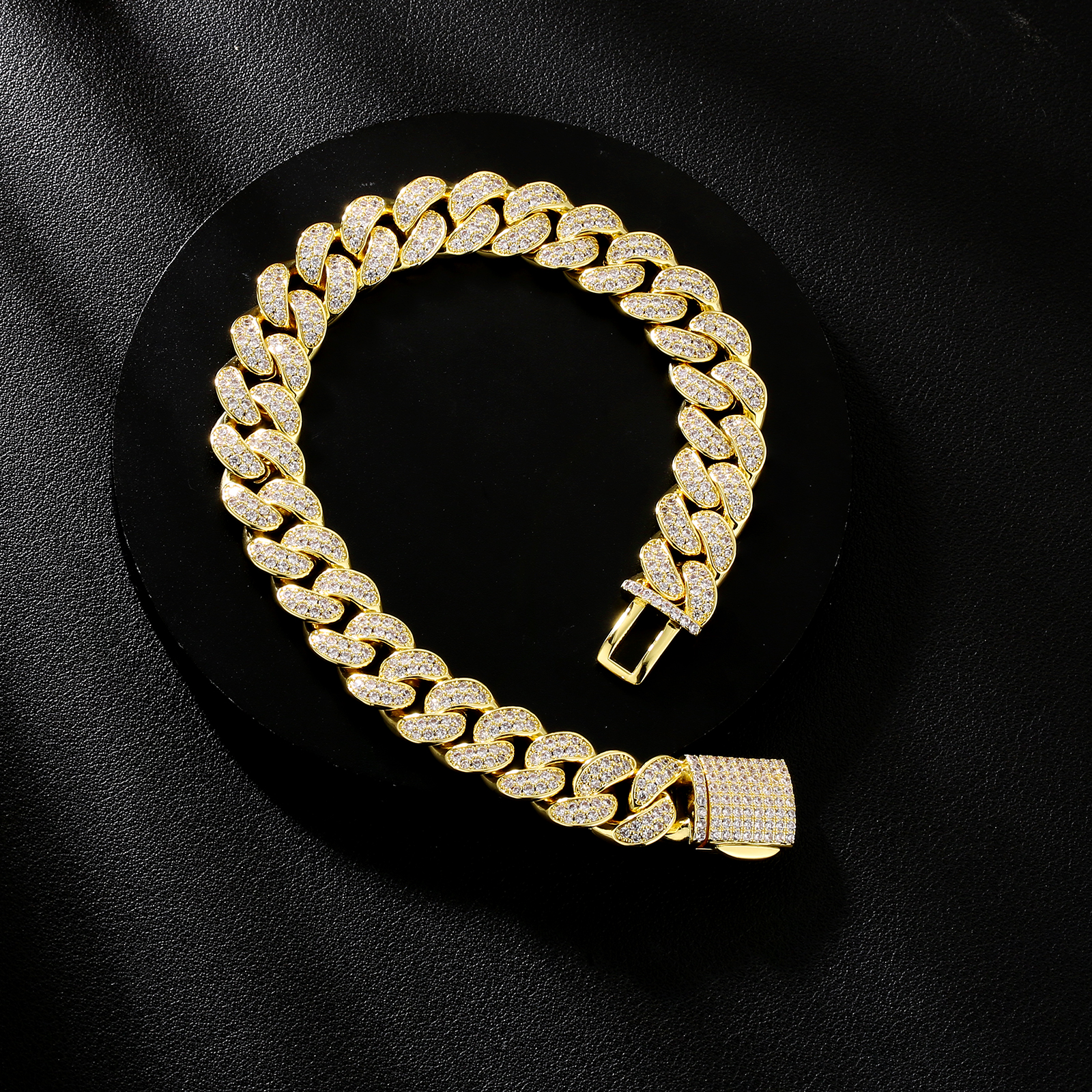 【NEW】12mm CZダイヤ 喜平 キューバンブレスレット