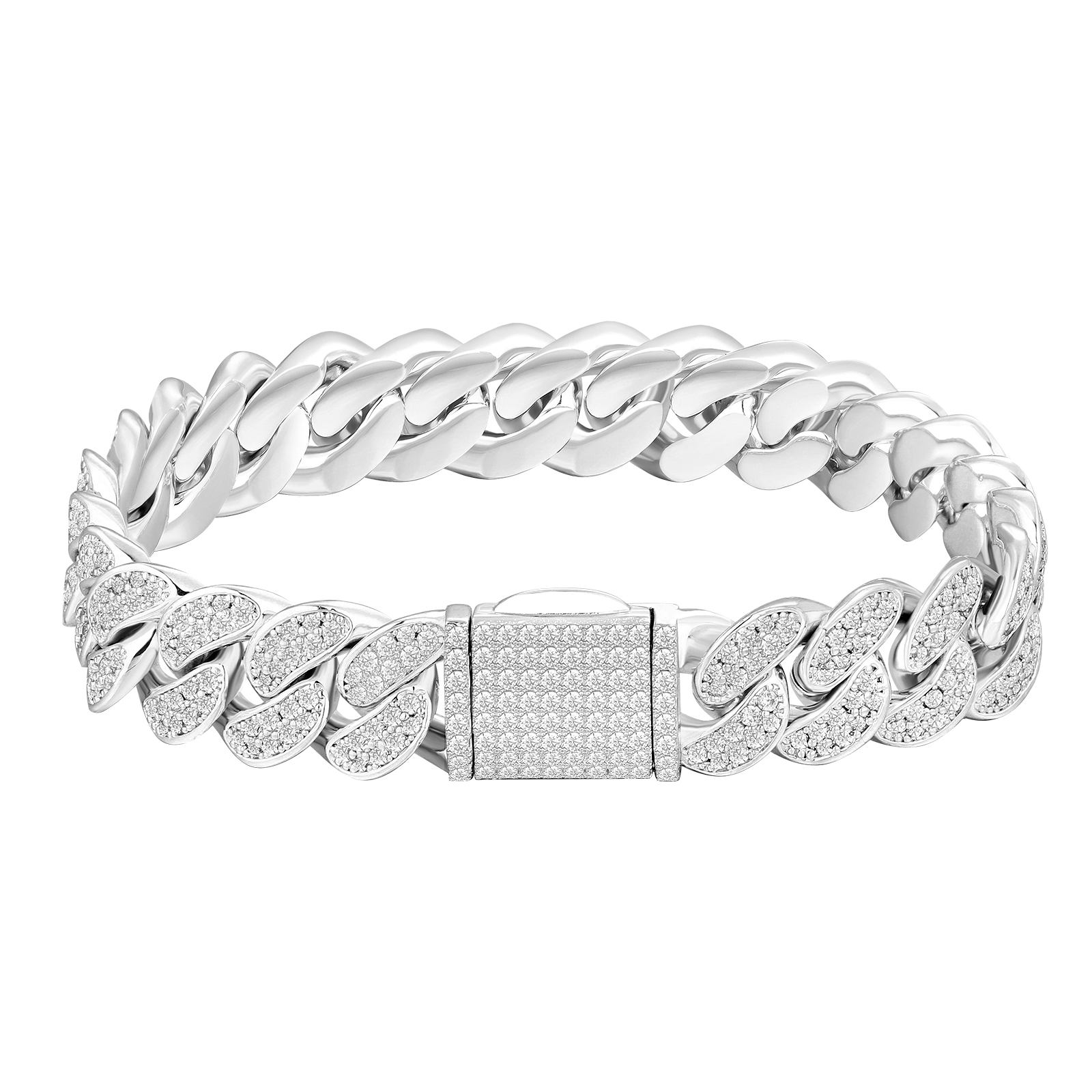 【NEW】12mm CZダイヤ 喜平 キューバンブレスレット