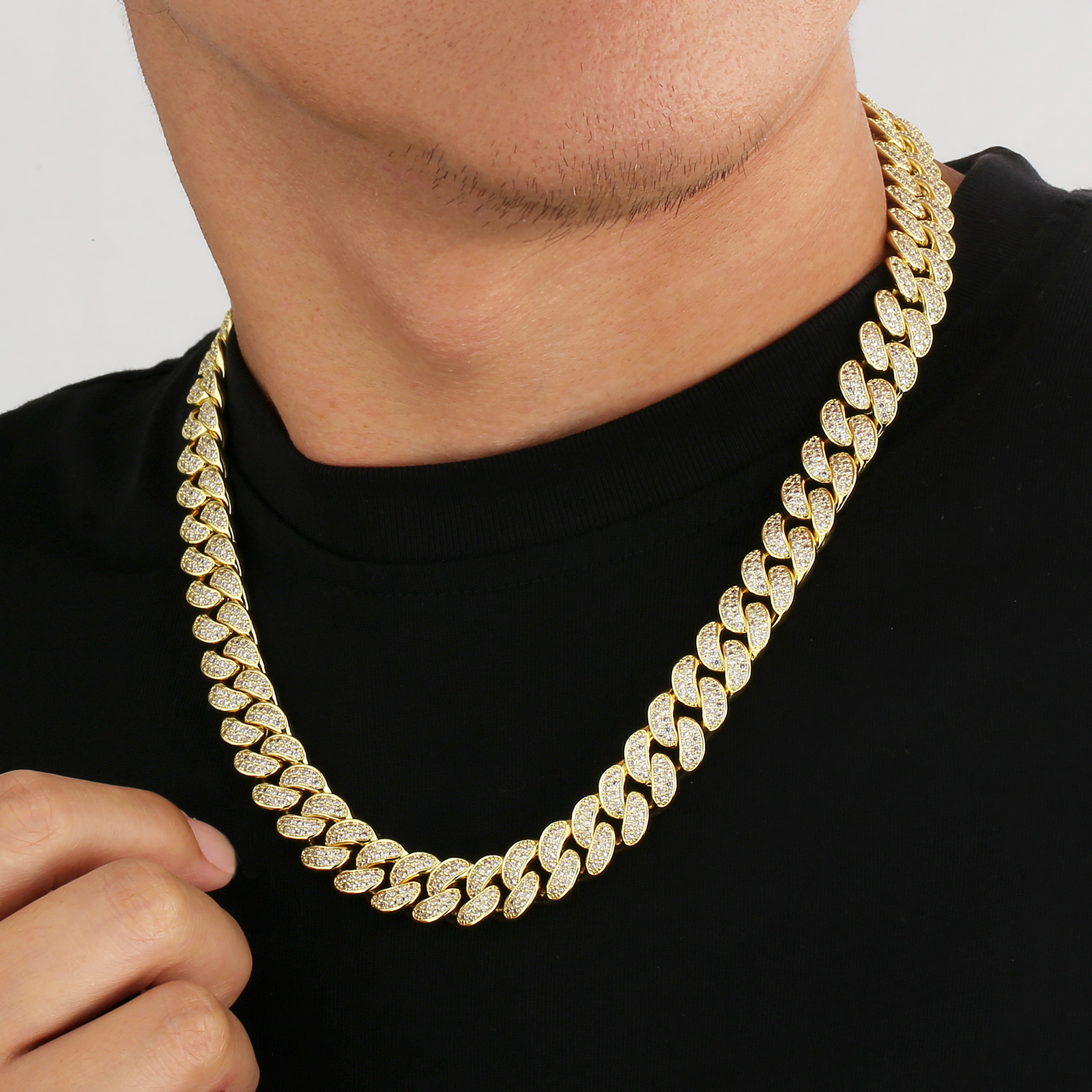 【NEW】12mm CZダイヤ 喜平 キューバンネックレス