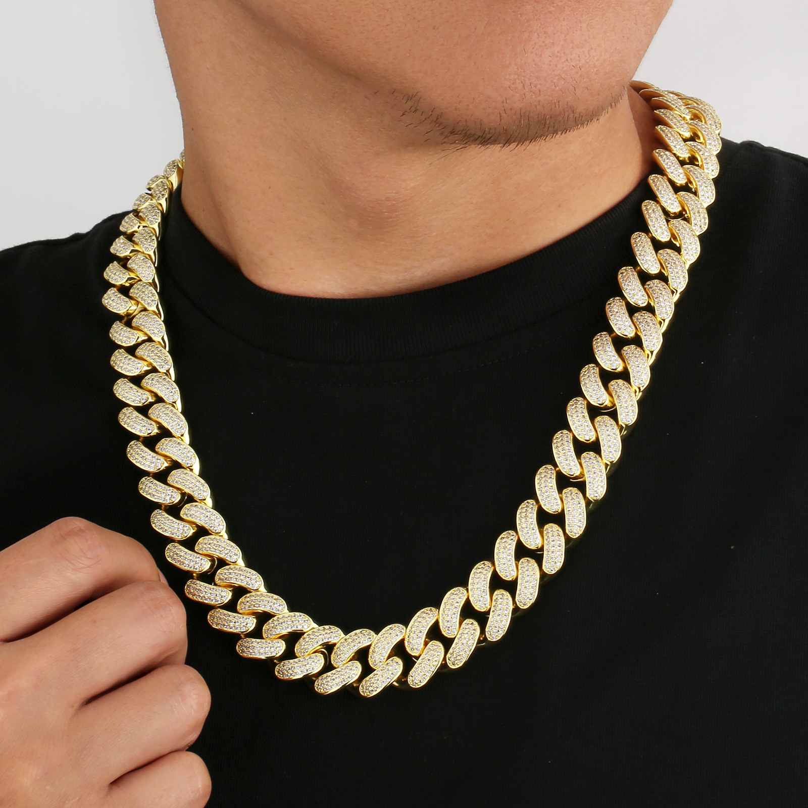 【NEW】18mm CZダイヤ 喜平 キューバンネックレス