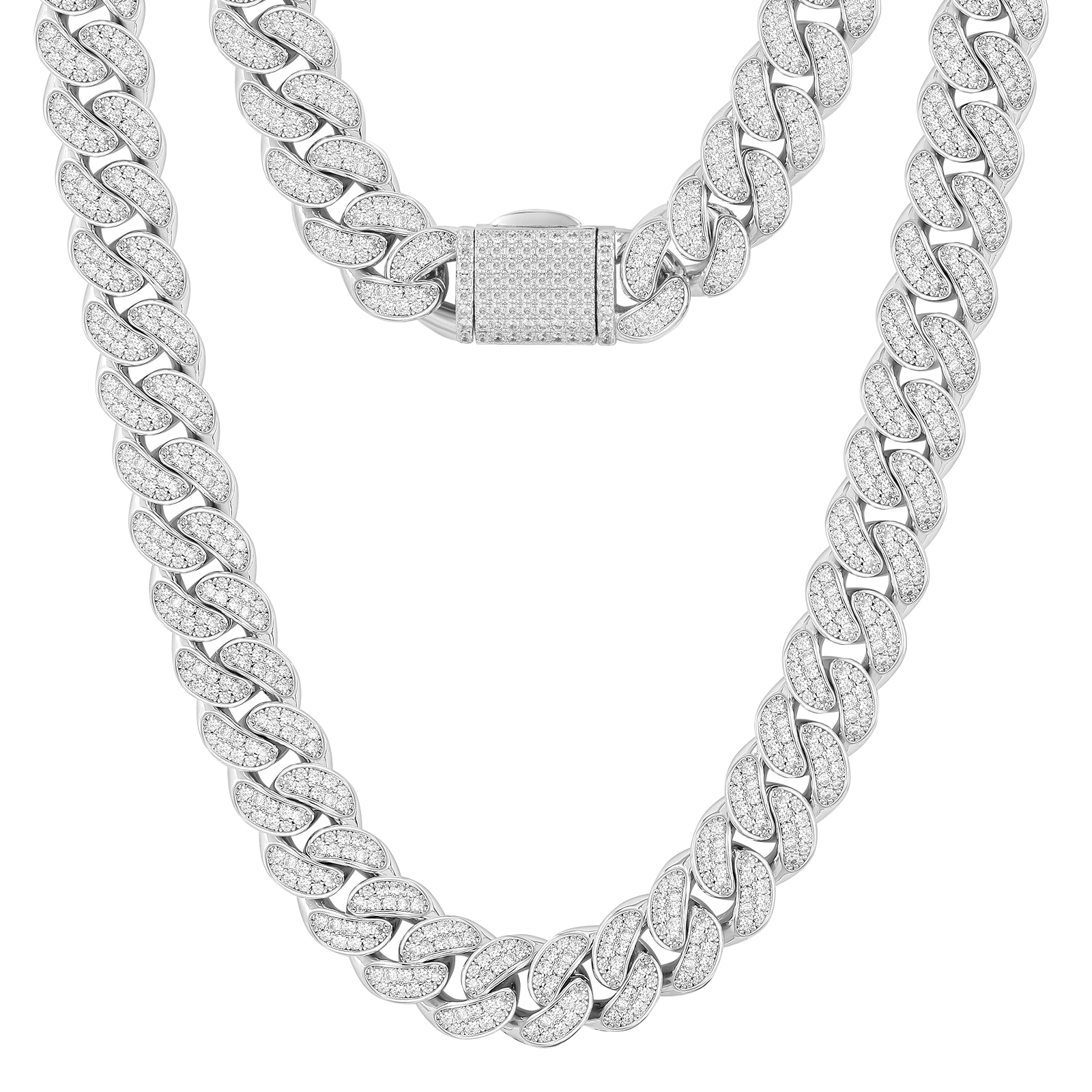 【NEW】12mm CZダイヤ 喜平 キューバンネックレス