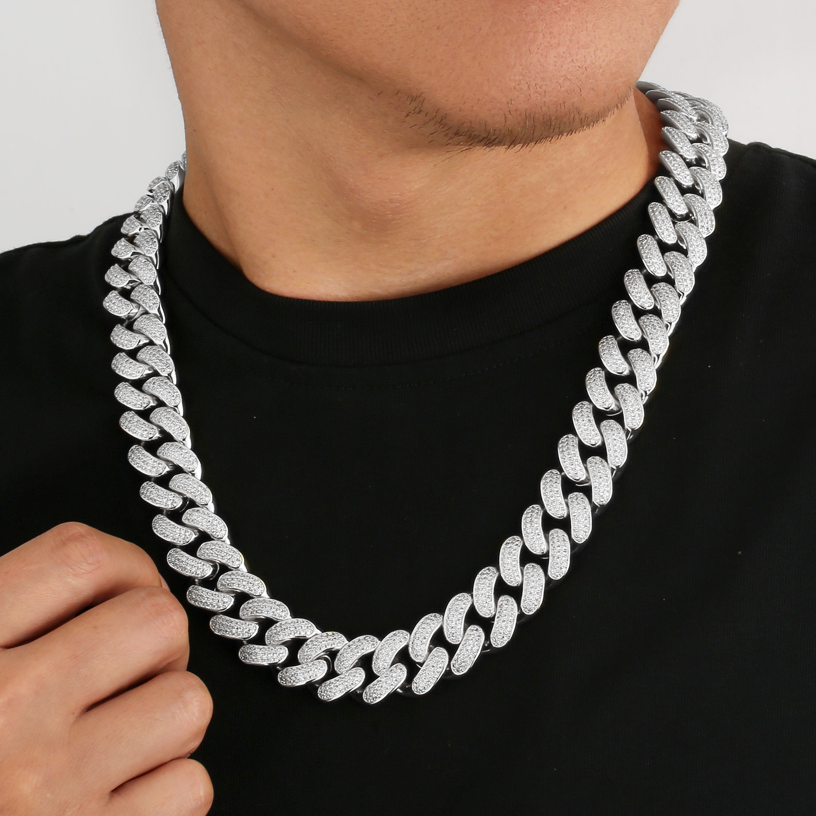 【NEW】18mm CZダイヤ 喜平 キューバンネックレス