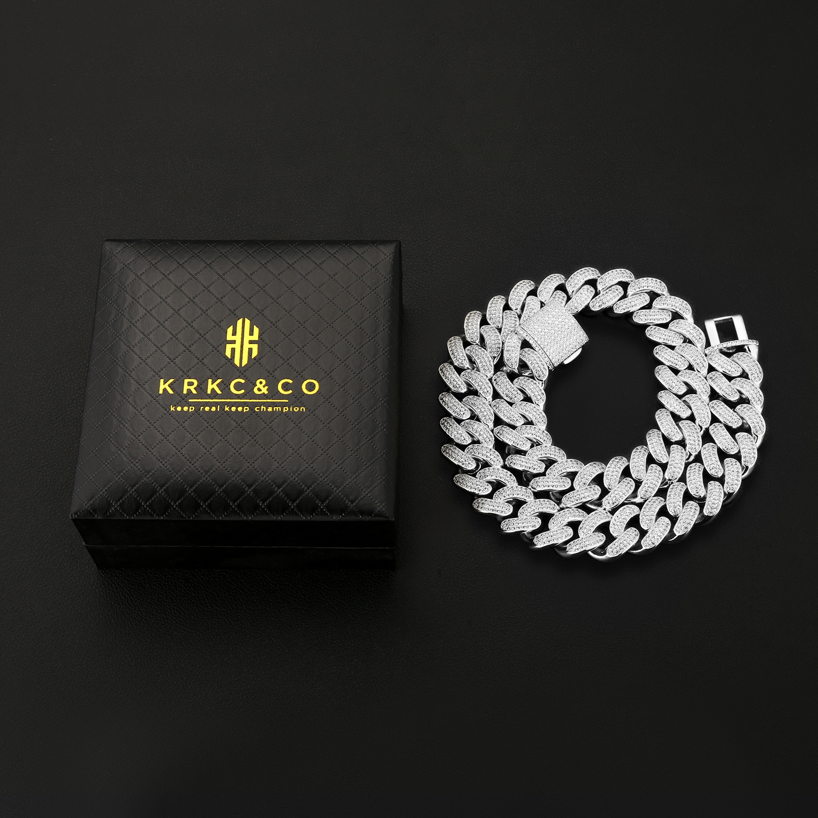 KRKC 18mm CZダイヤ 喜平 キューバン ネックレス 14金 14Kゴールド