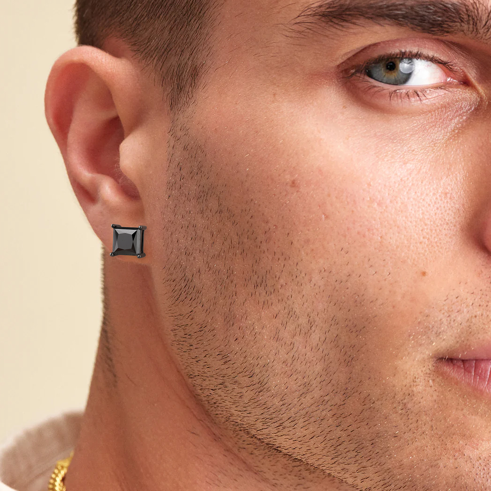 ブラックモアサナイト スクエア スタッド ピアス S925