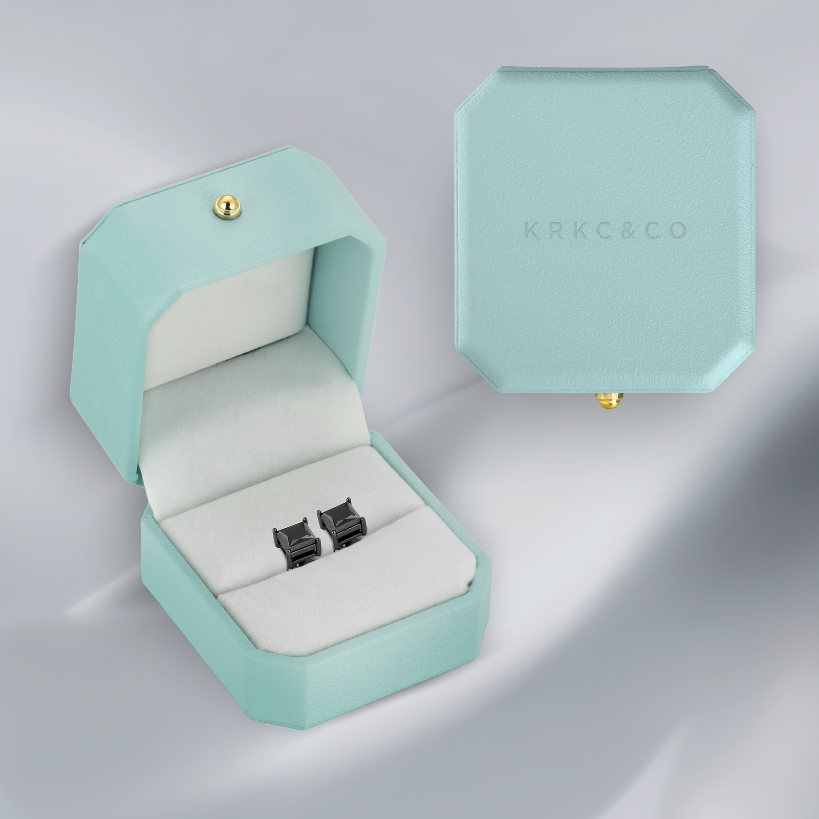 ブラックモアサナイト スクエア スタッド ピアス S925