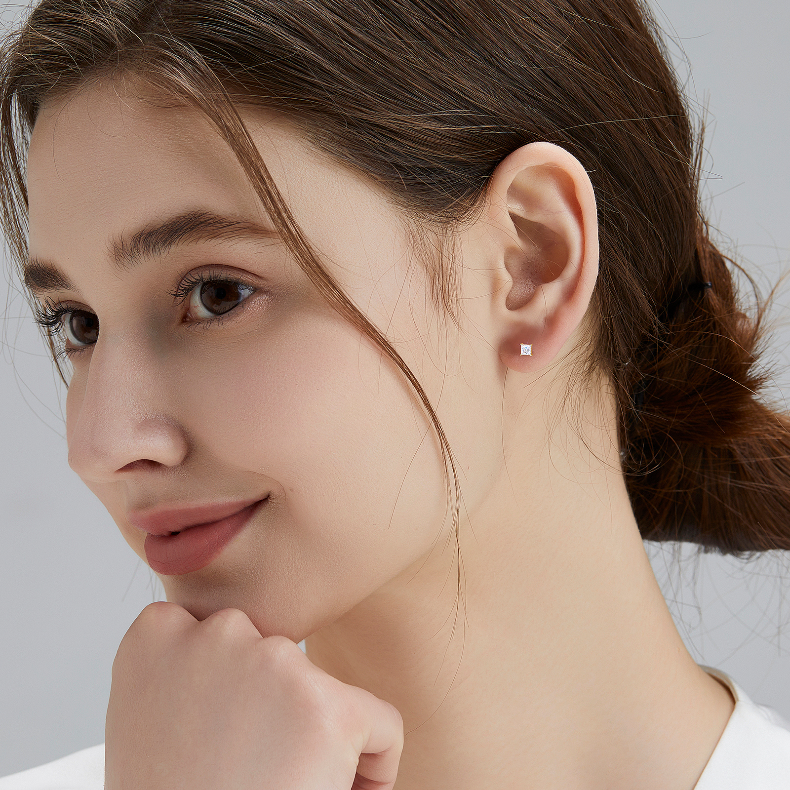 プリンセスカット モアサナイト スタッド ピアス  S925 