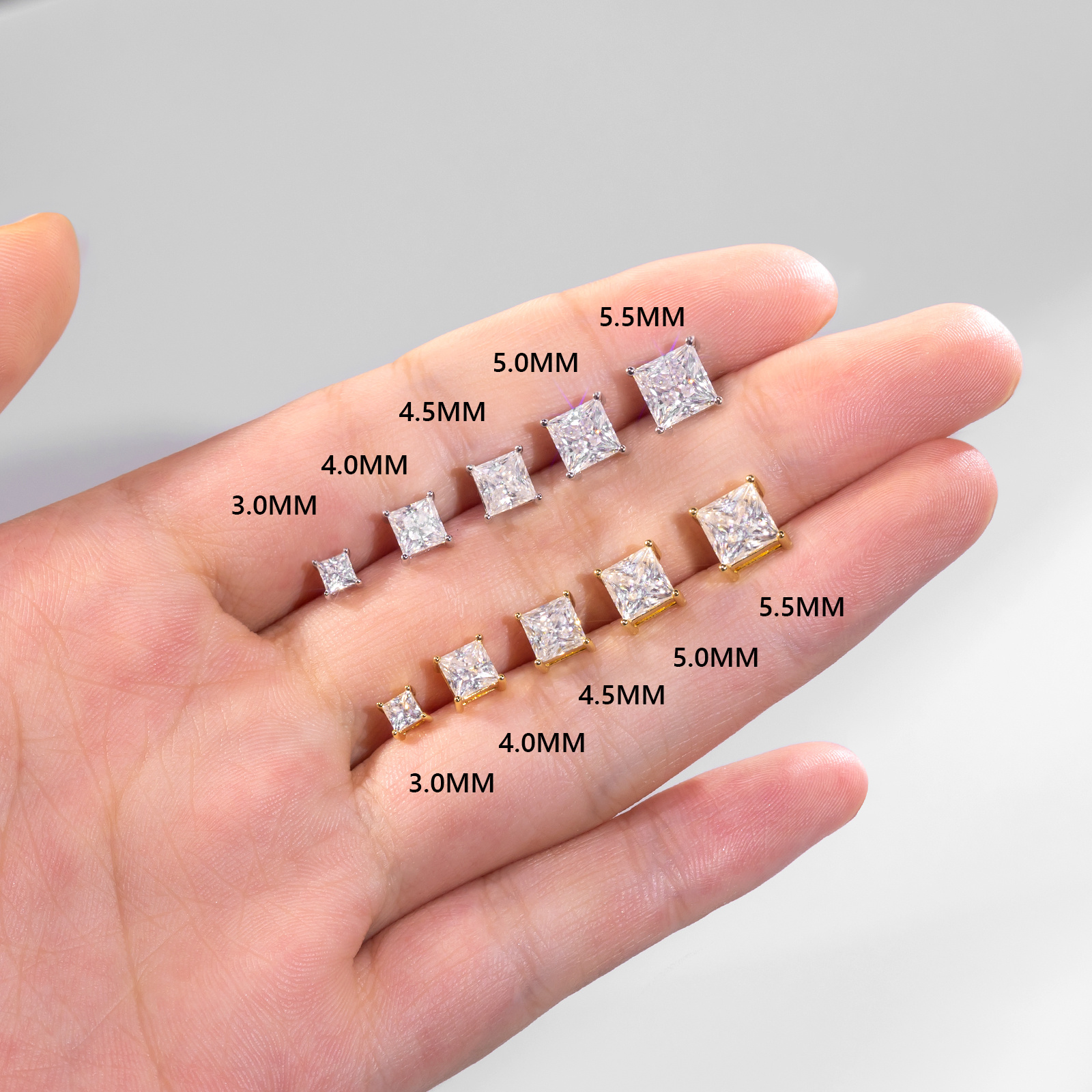 プリンセスカット モアサナイト スタッド ピアス  S925 