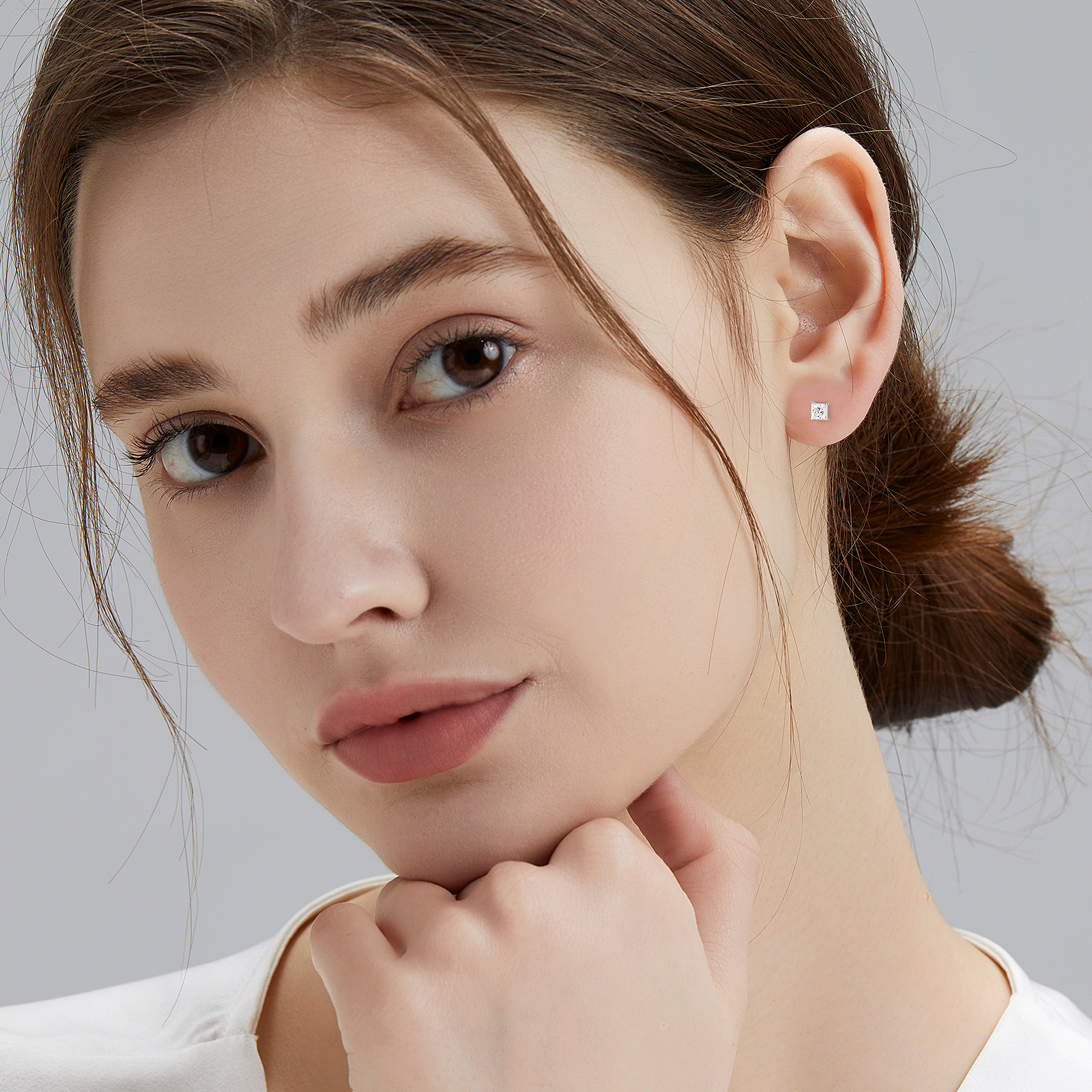 プリンセスカット モアサナイト スタッド ピアス  S925 