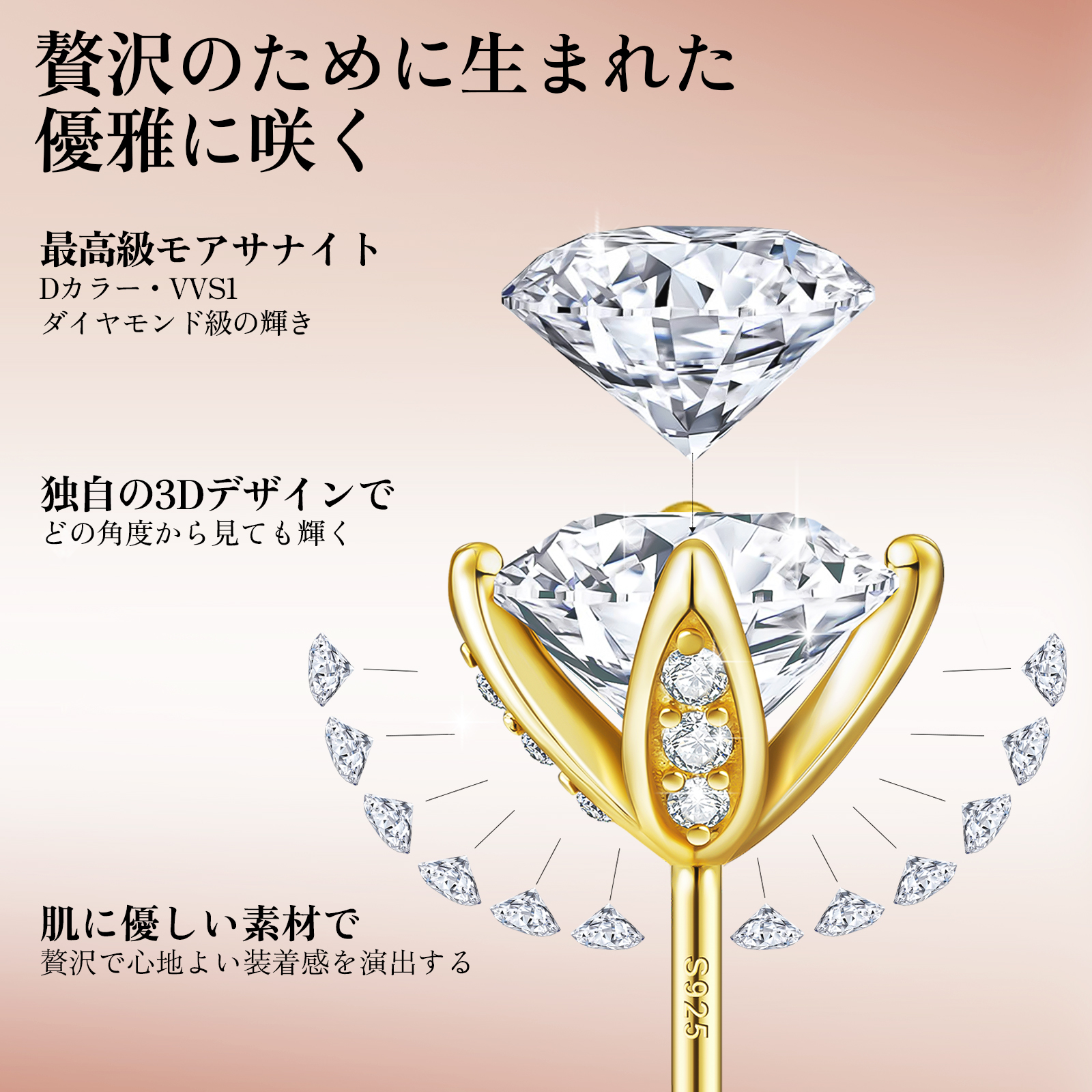 1.0カラット モアサナイト スタッド ピアス S925 0331 KRKC