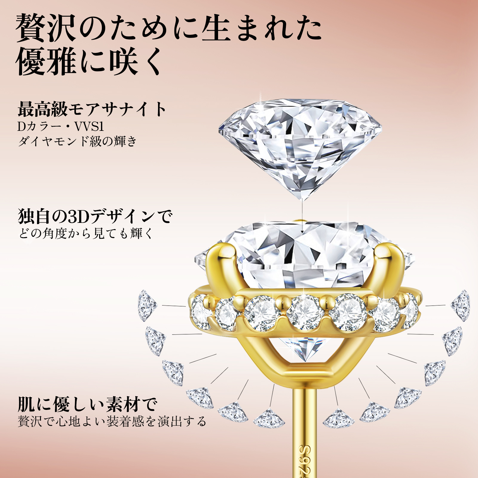 1.0カラット*2 モアサナイト スタッド ピアス S925 0334 KRKC