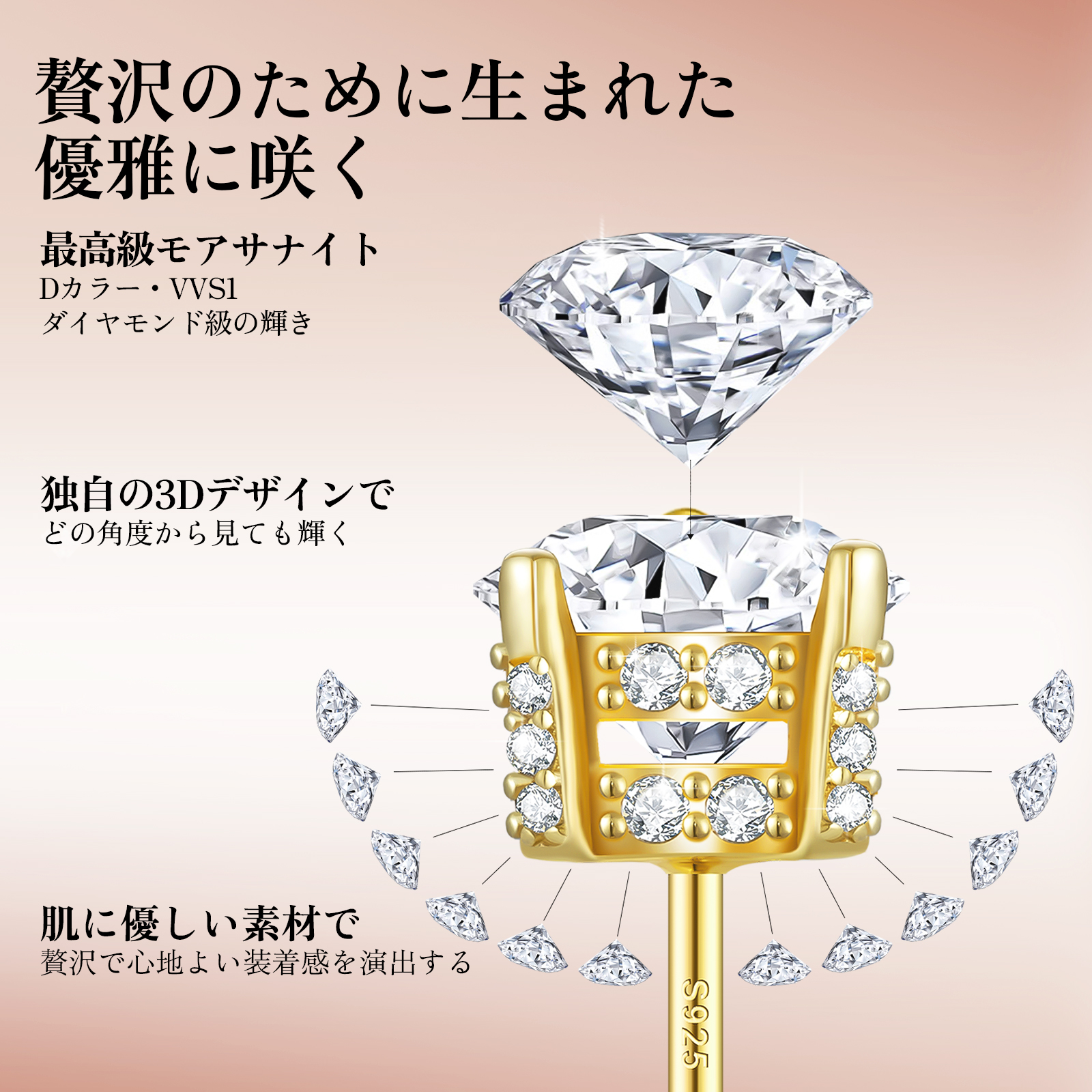 1.0カラット*2 モアサナイト スタッド ピアス S925 0335 KRKC