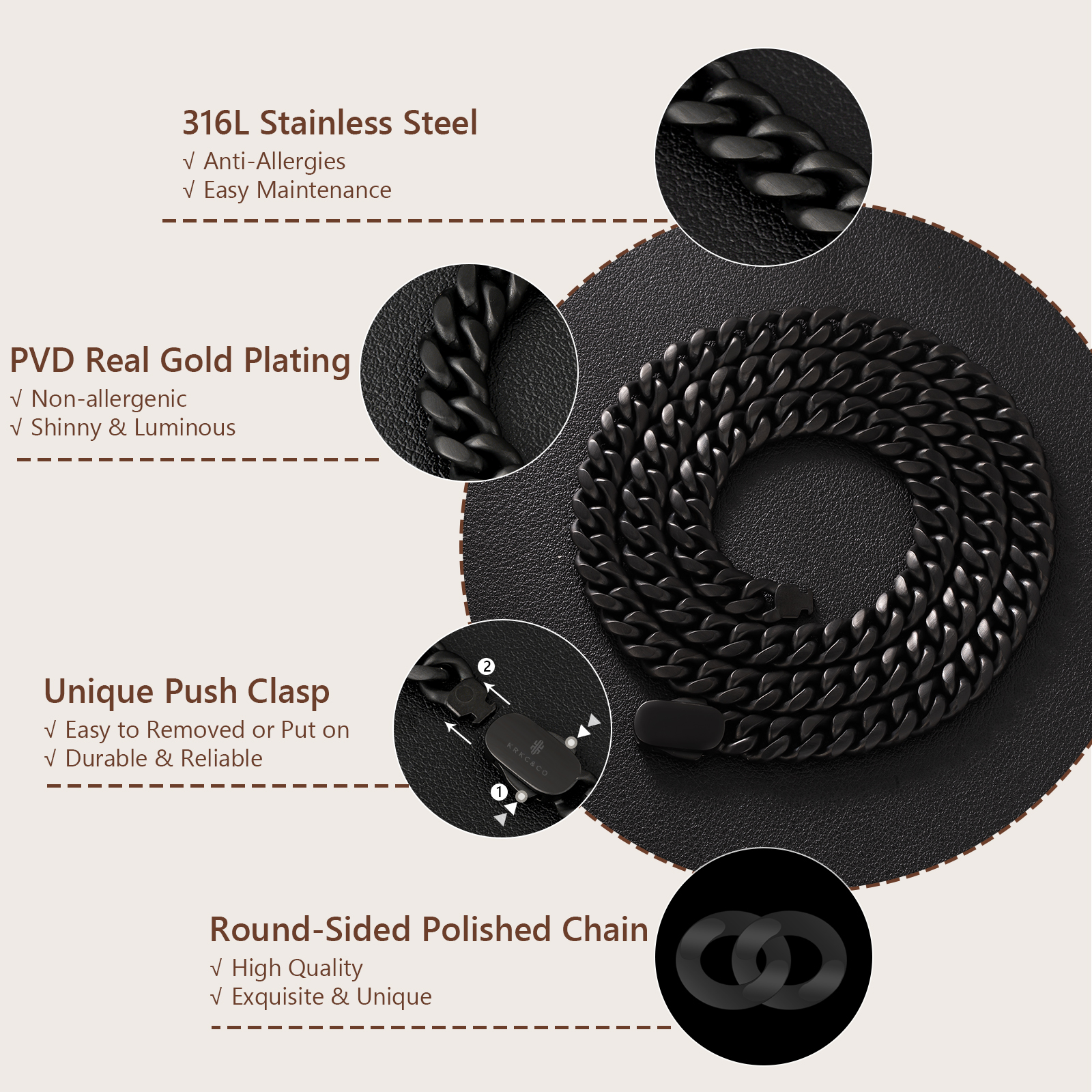 【Promise chain】8mm 喜平 ネックレス おしゃれ留め具 KRKC