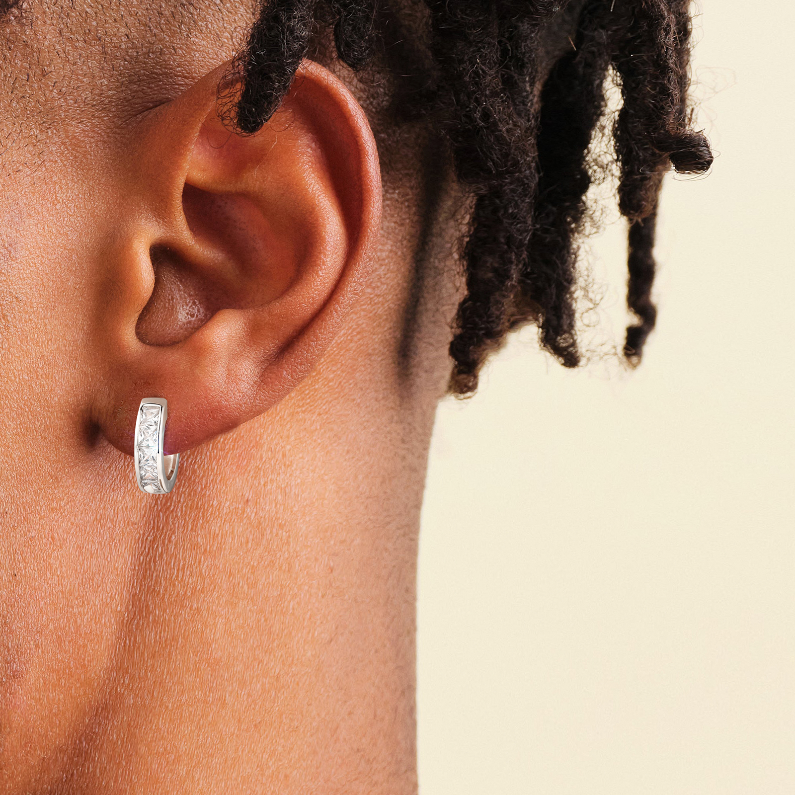 15mm シルバー925 プリンセスカット フープ ピアス