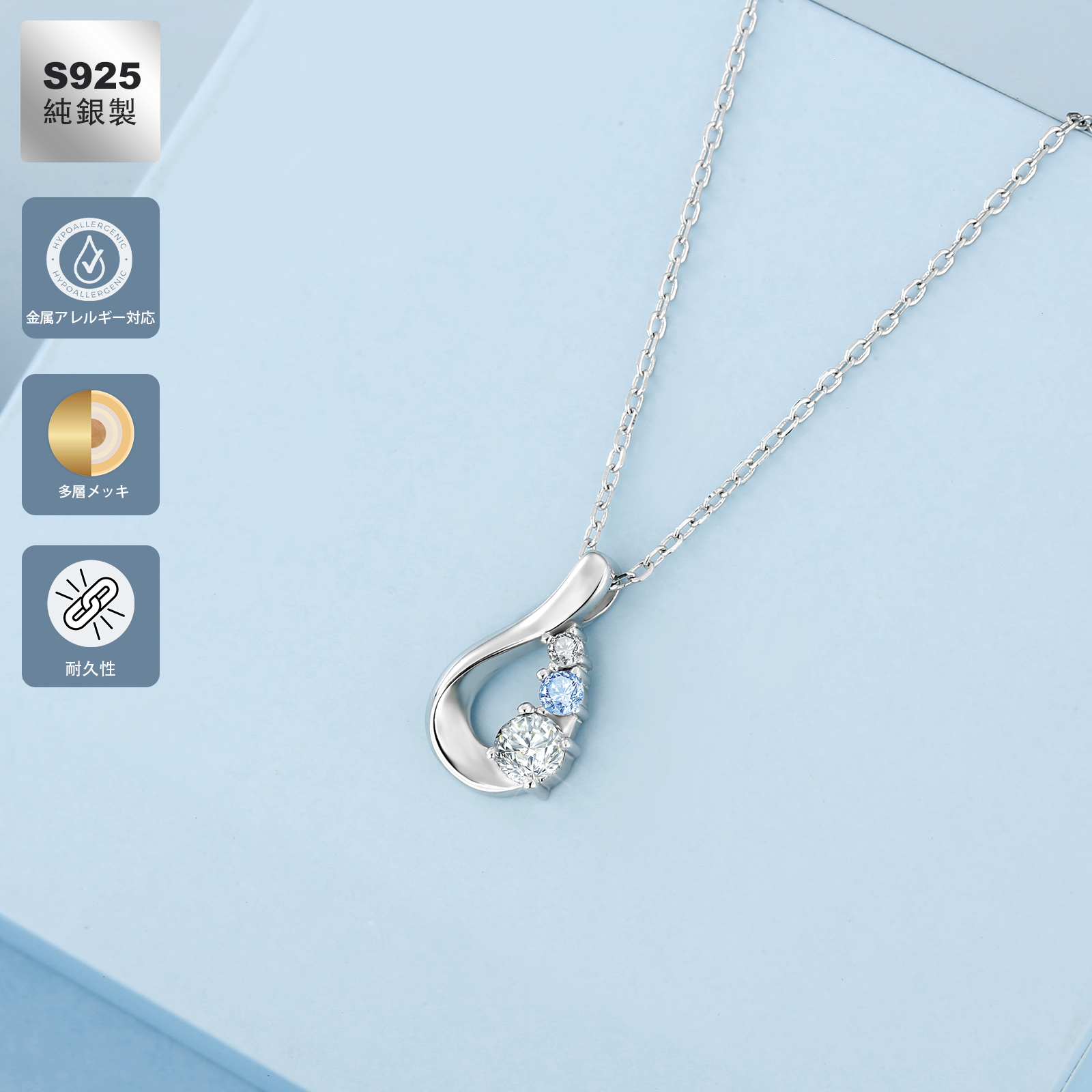 しずく モアサナイト ペンダント ネックレス レディース VVS1 410 KRKC