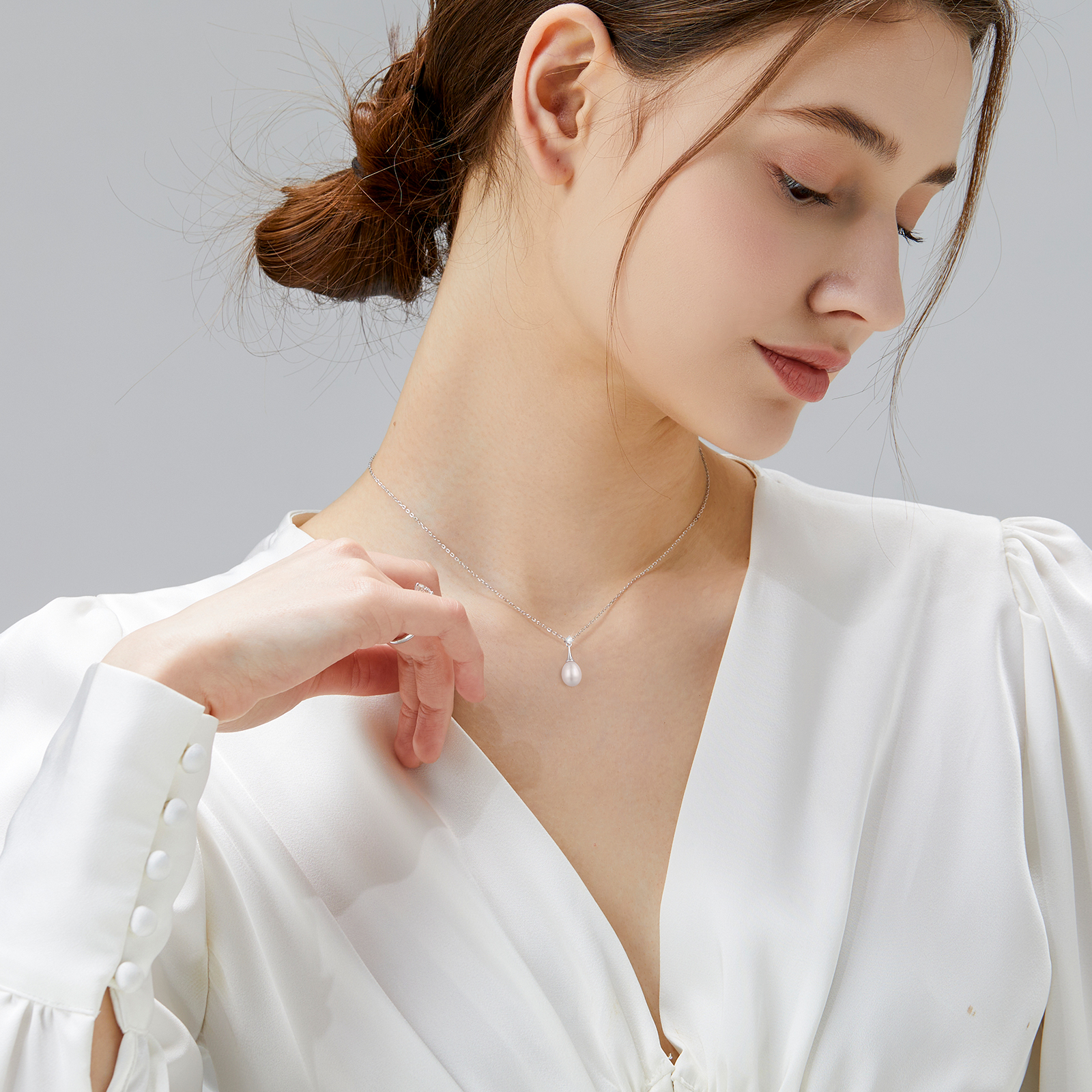 一粒パールネックレス レディース